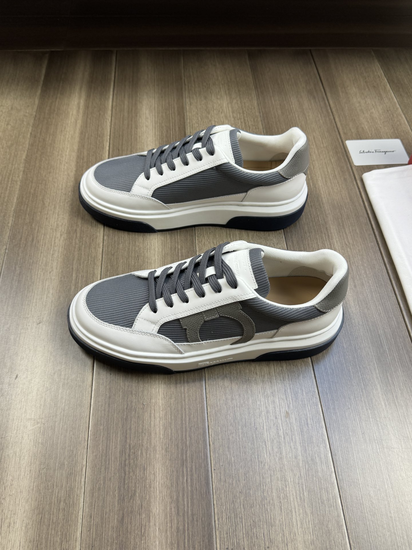 Ferragamo Logo Canvas Sneakers Grey