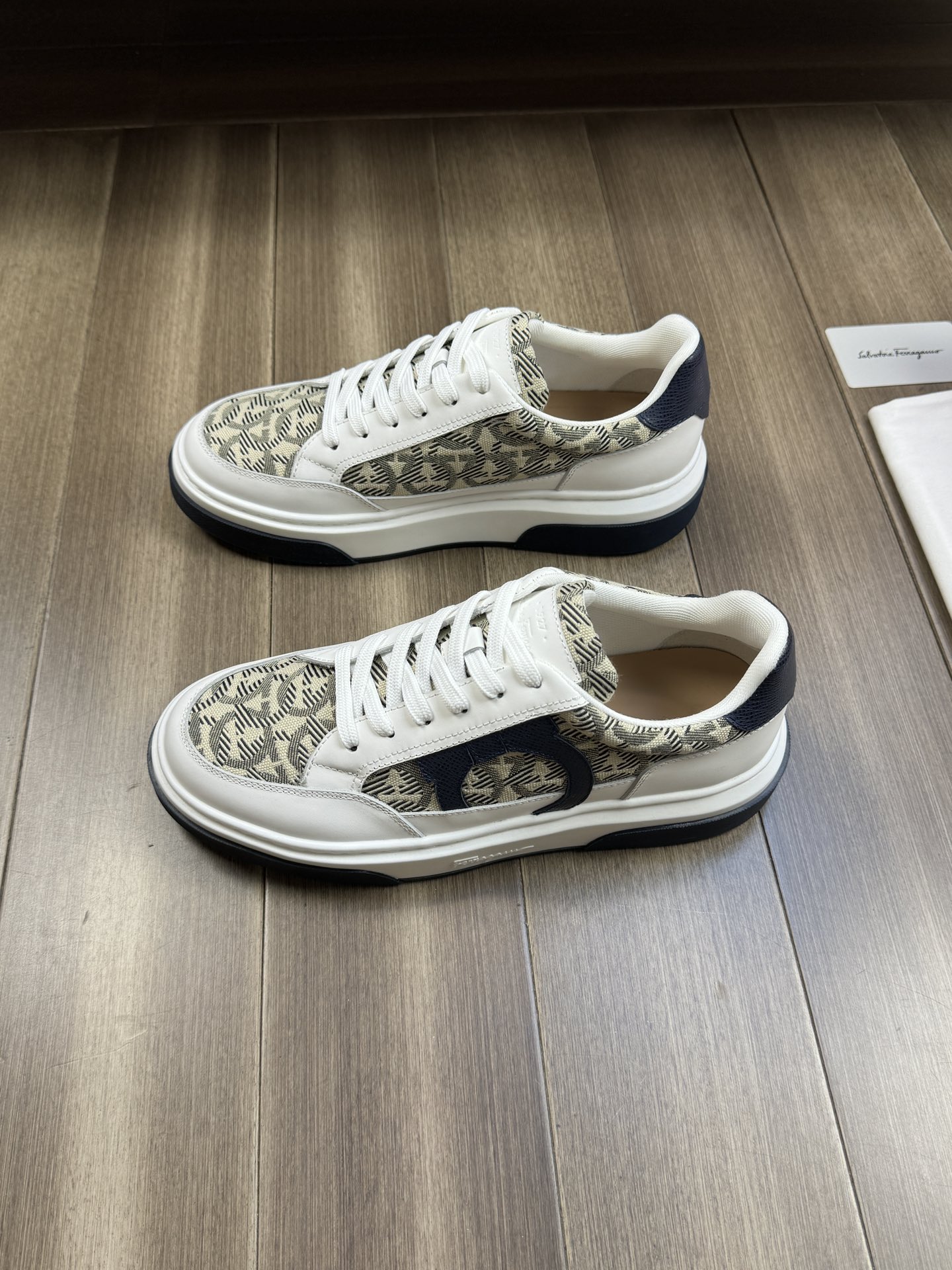Ferragamo Monogram Low-Top Sneakers Navy