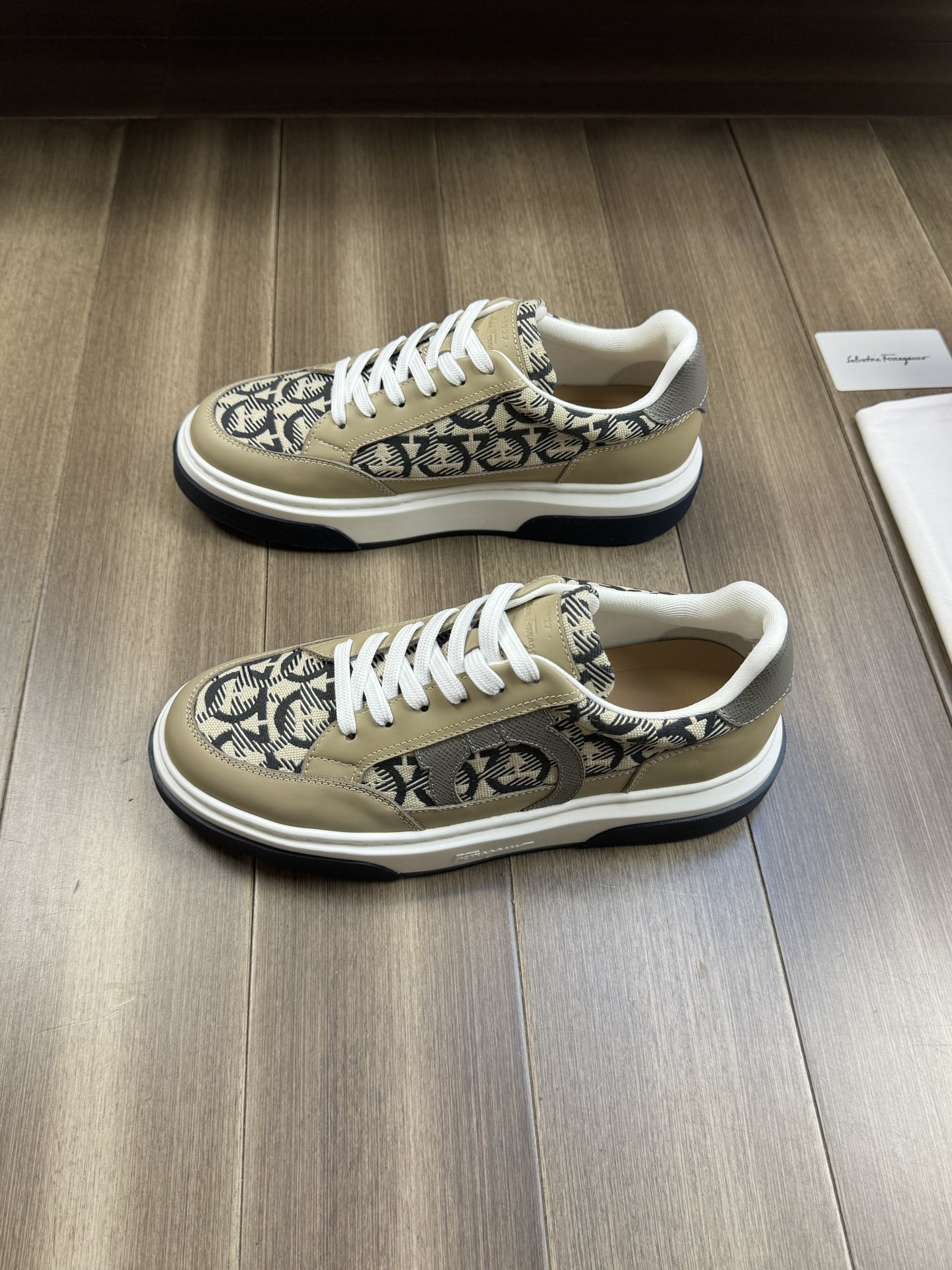 Ferragamo Gancini Canvas Sneakers Khaki