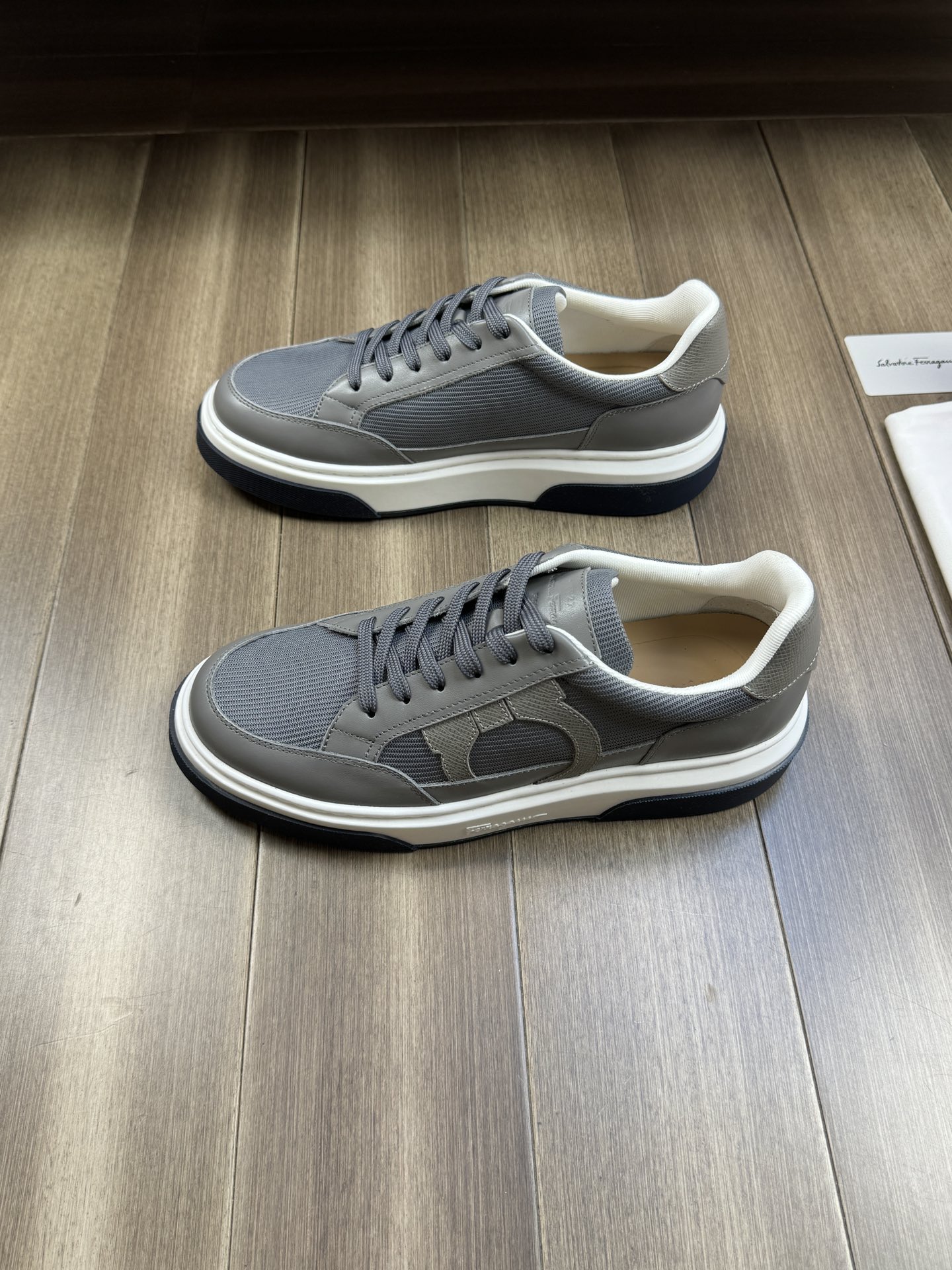 Ferragamo Logo Panel Sneakers Gray