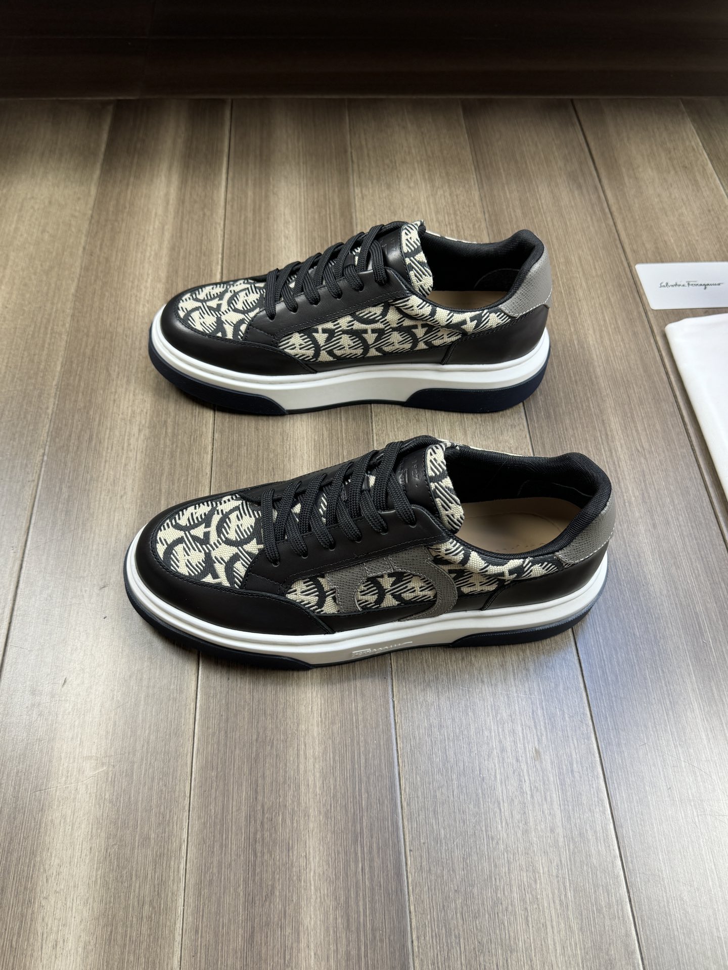 Ferragamo Logo Canvas Sneakers Black