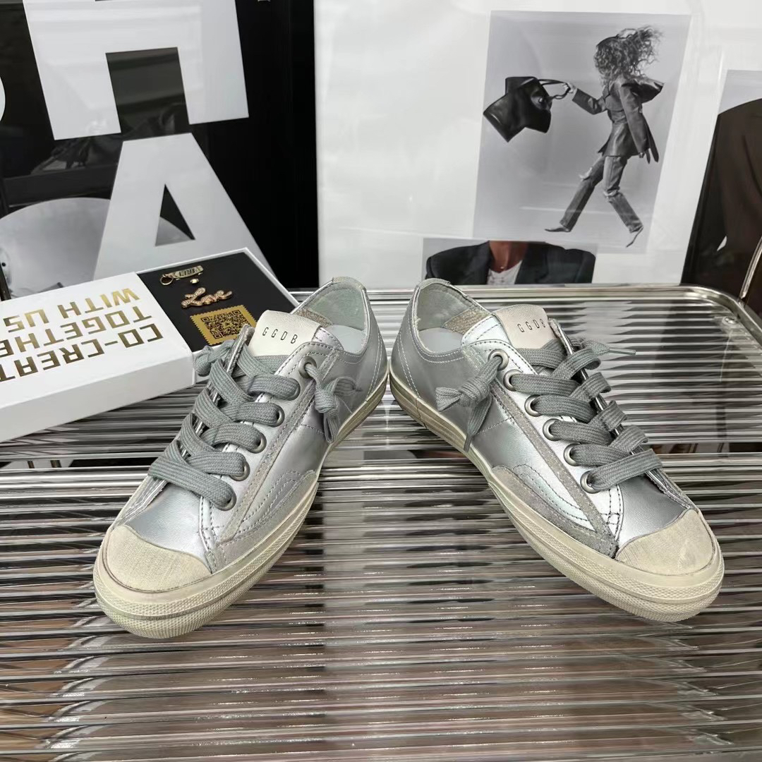 Golden Goose V-Star2 Canvas Sneakers Silver