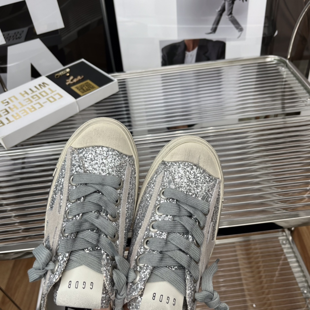 Golden Goose VSTAR2 Glitter Sneakers Silver