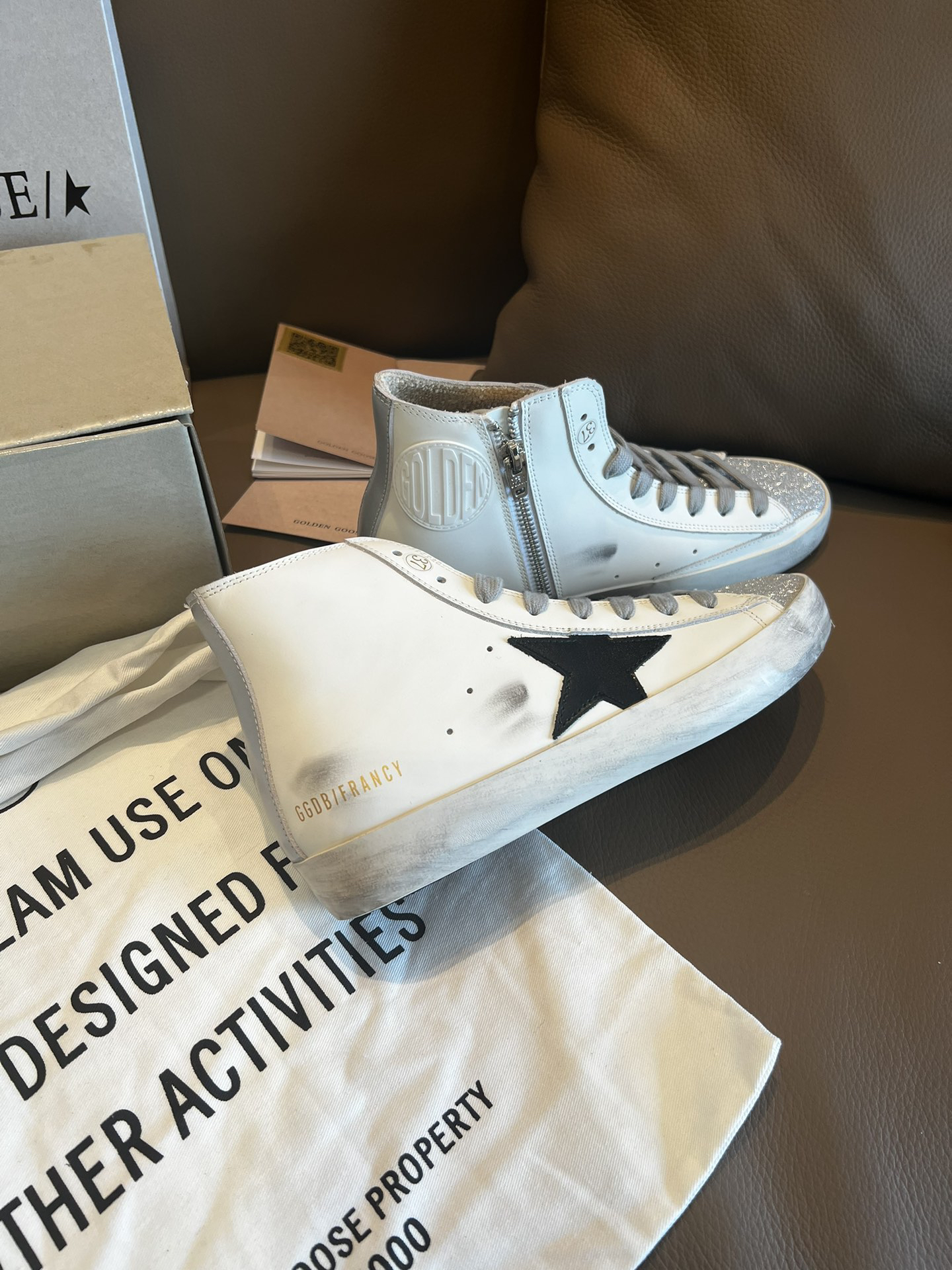 Golden Goose Superstar High-Top Sneakers White/Black/Silver