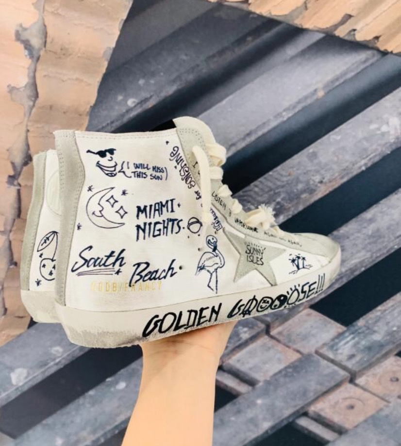 Golden Goose Superstar High-Top Graffiti Sneakers Grey
