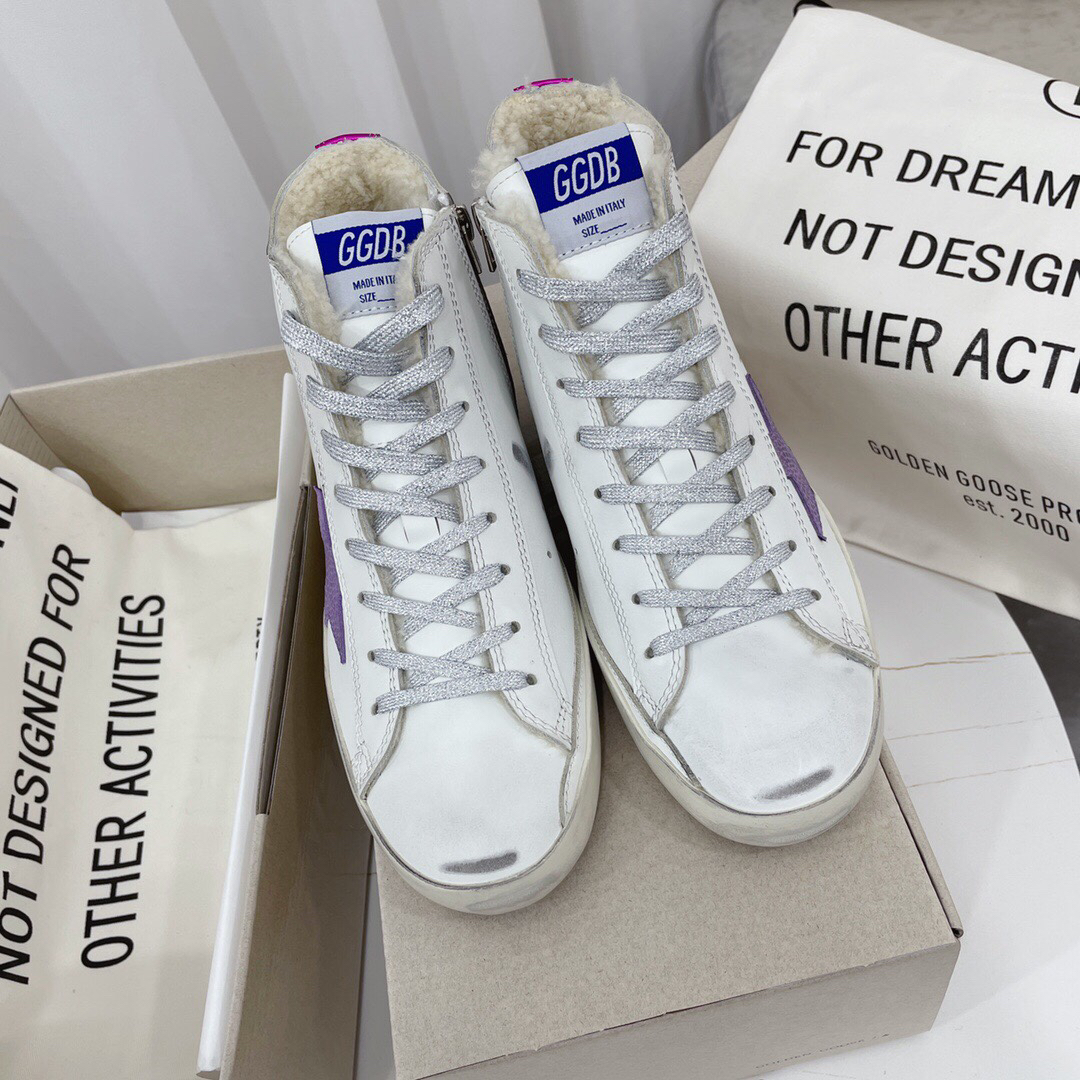 Golden Goose Francy Sherpa High-Top Sneakers Purple