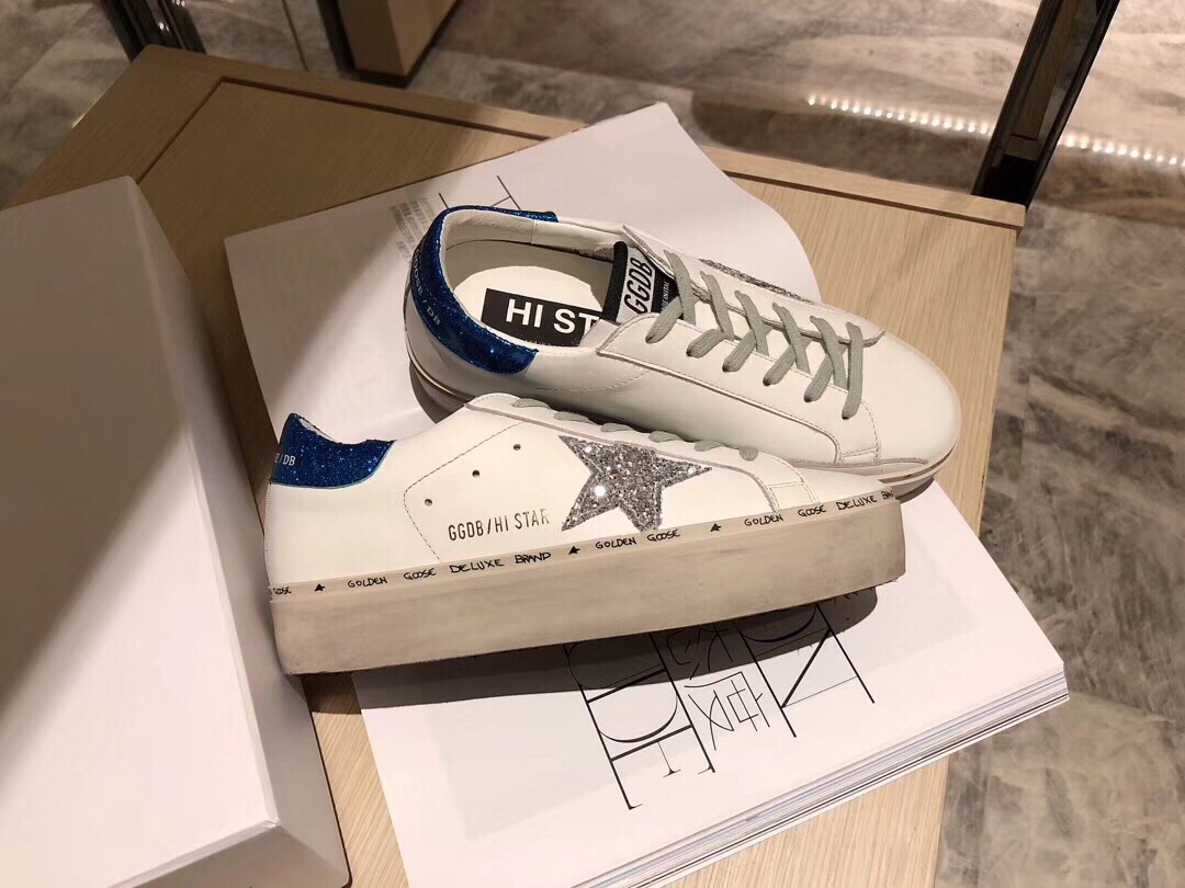 Golden Goose Hi Star Platform Sneakers Blue/Silver