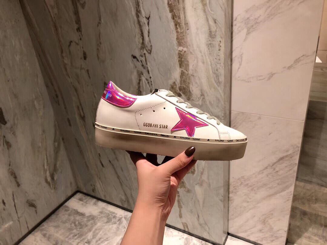 Golden Goose Hi Star Platform Sneakers Pink/White
