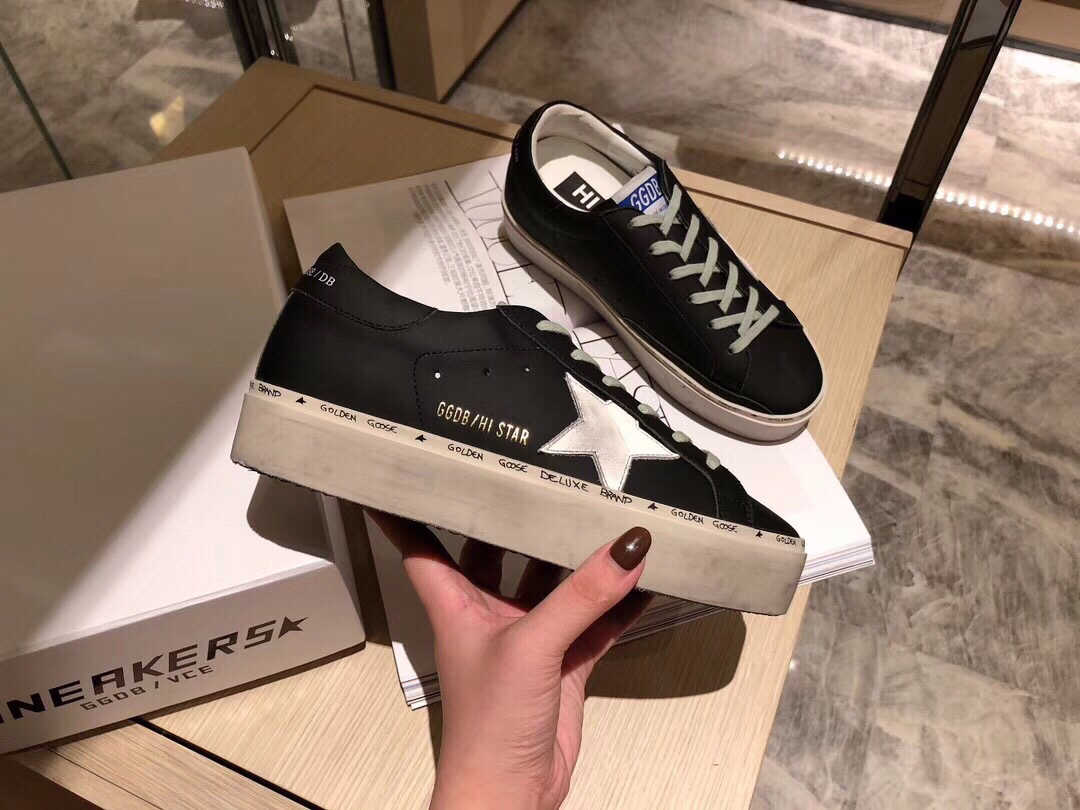 Golden Goose Hi Star Platform Sneakers Black/White