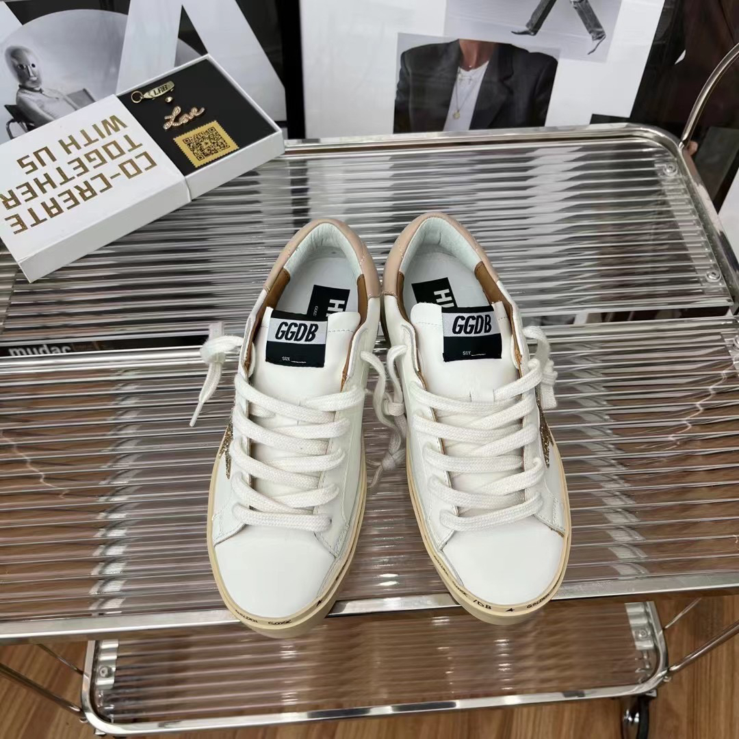 Golden Goose Hi Star Platform Sneakers White/Beige/Gold