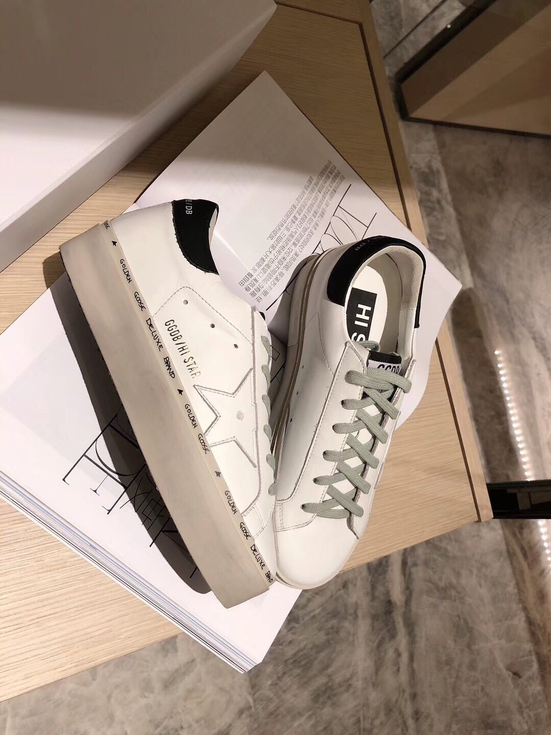 Golden Goose Hi Star Platform Sneakers Black/White