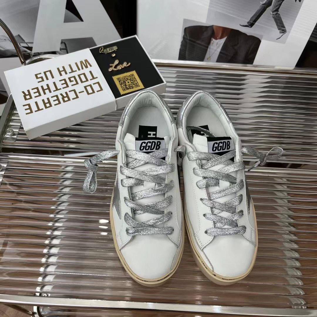 Golden Goose Hi Star Platform Sneakers Silver/White