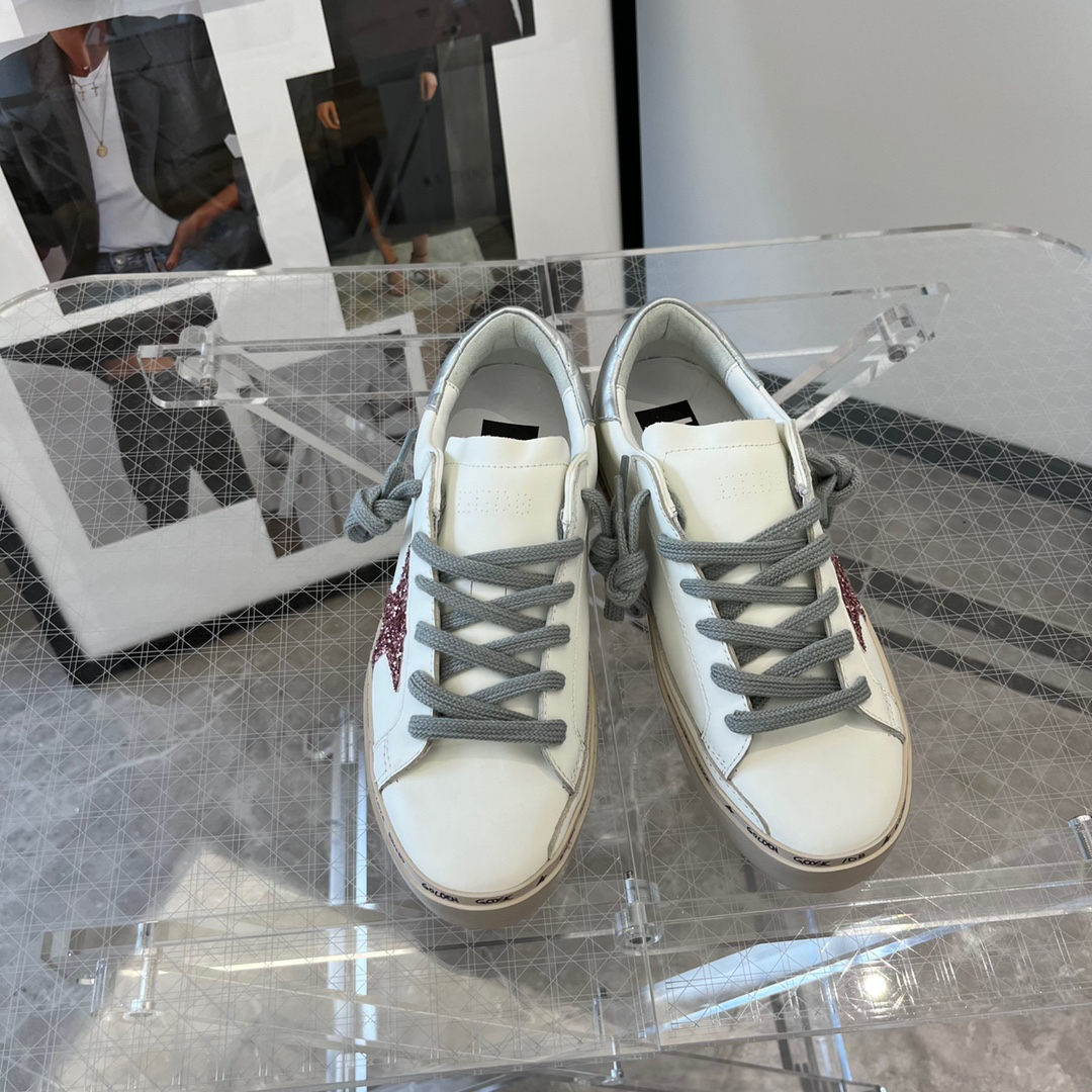 Golden Goose Hi Star Platform Sneakers White Pink Silver