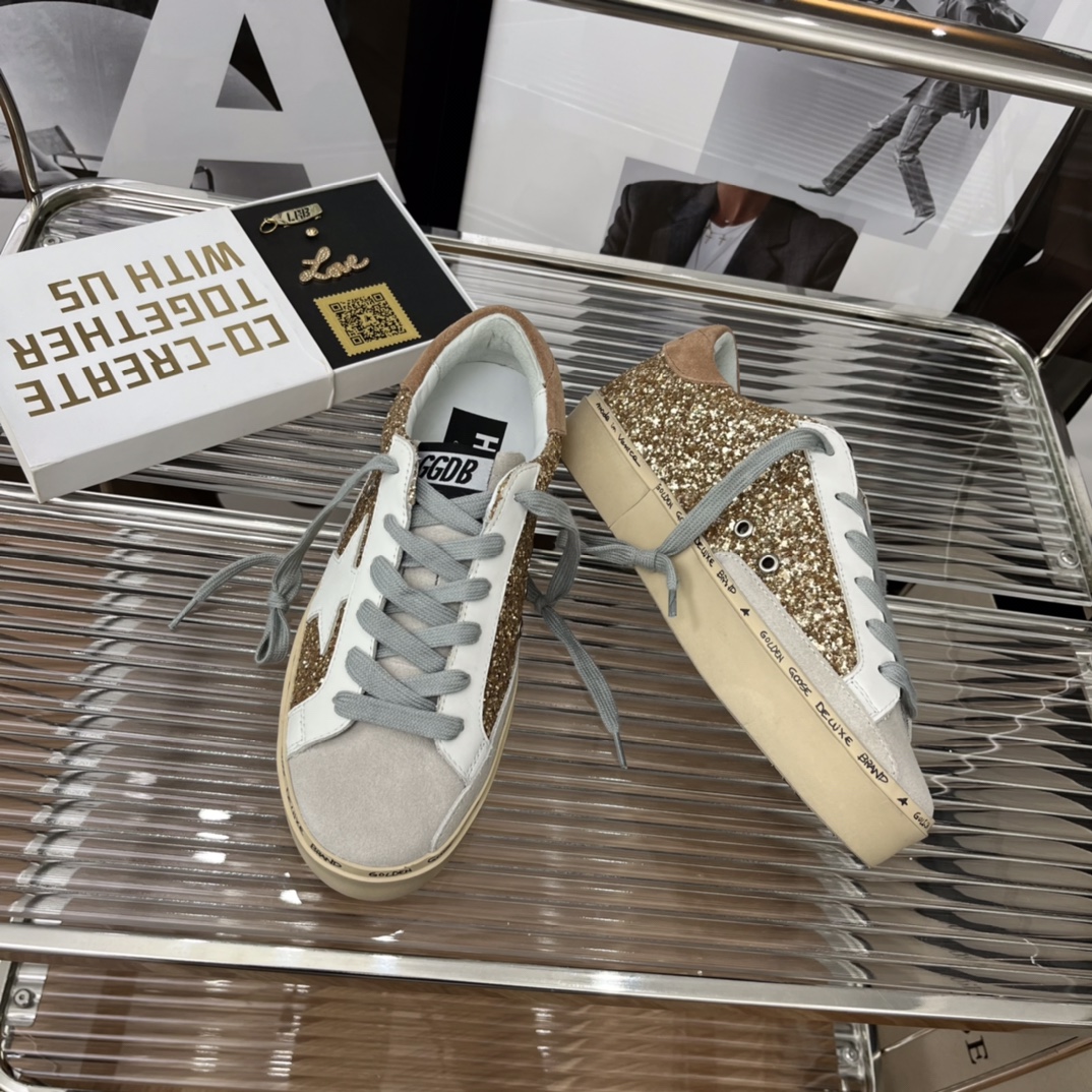 Golden Goose Hi Star Platform Sneakers Gold/White/Beige