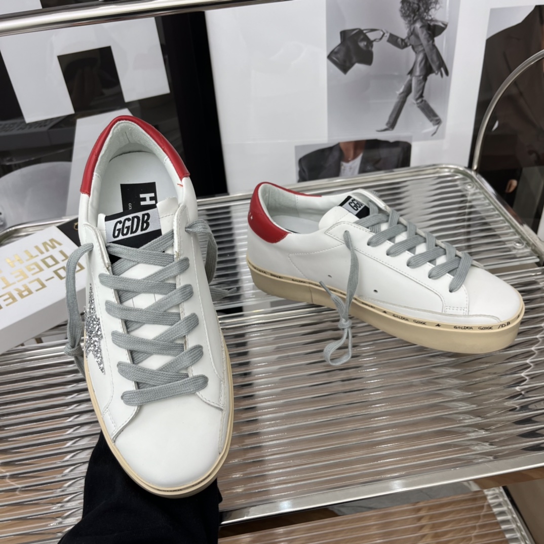 Golden Goose Hi Star Platform Sneakers White/Red