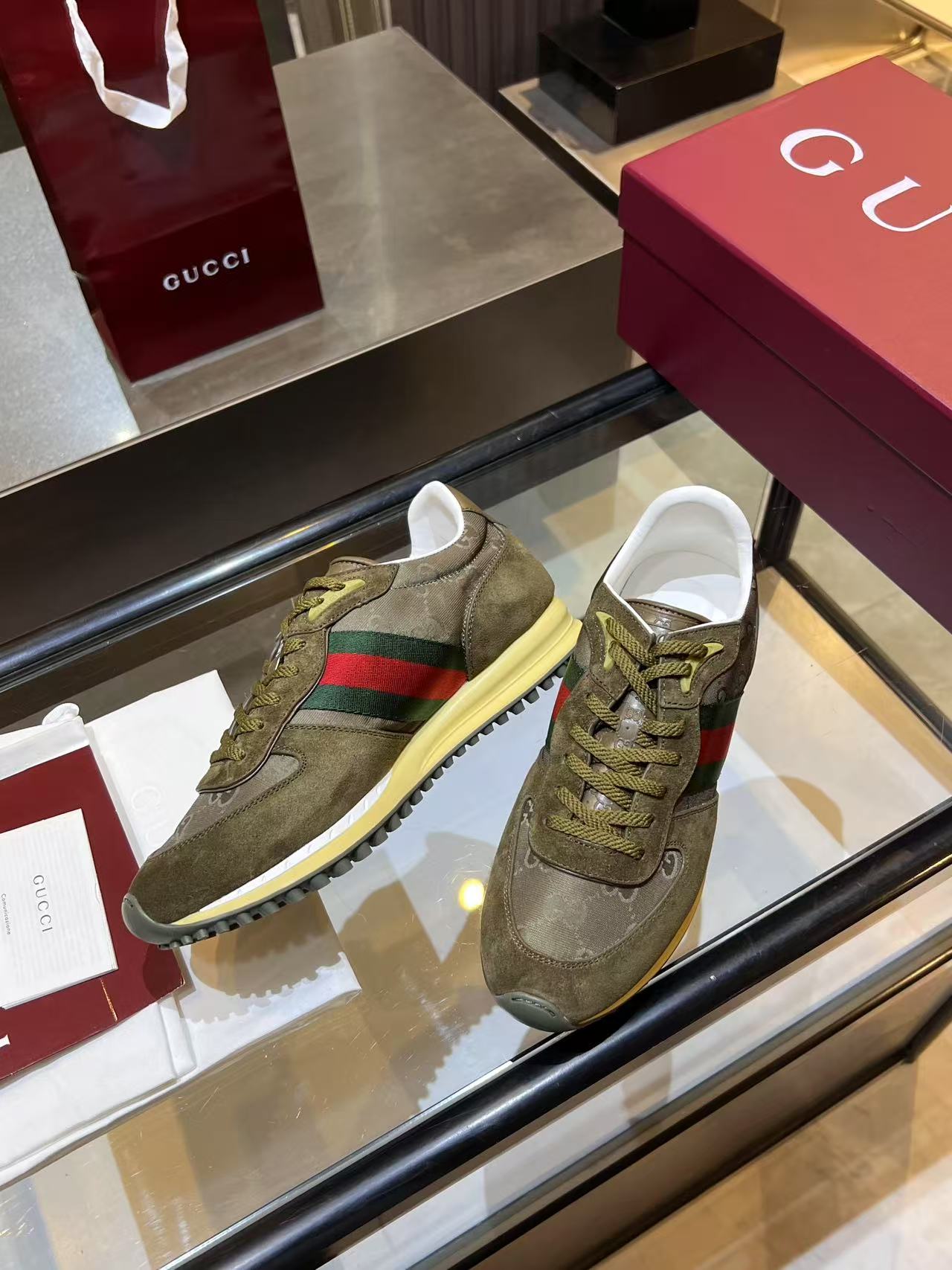 Gucci Re-Motion Platform Sneakers Olive