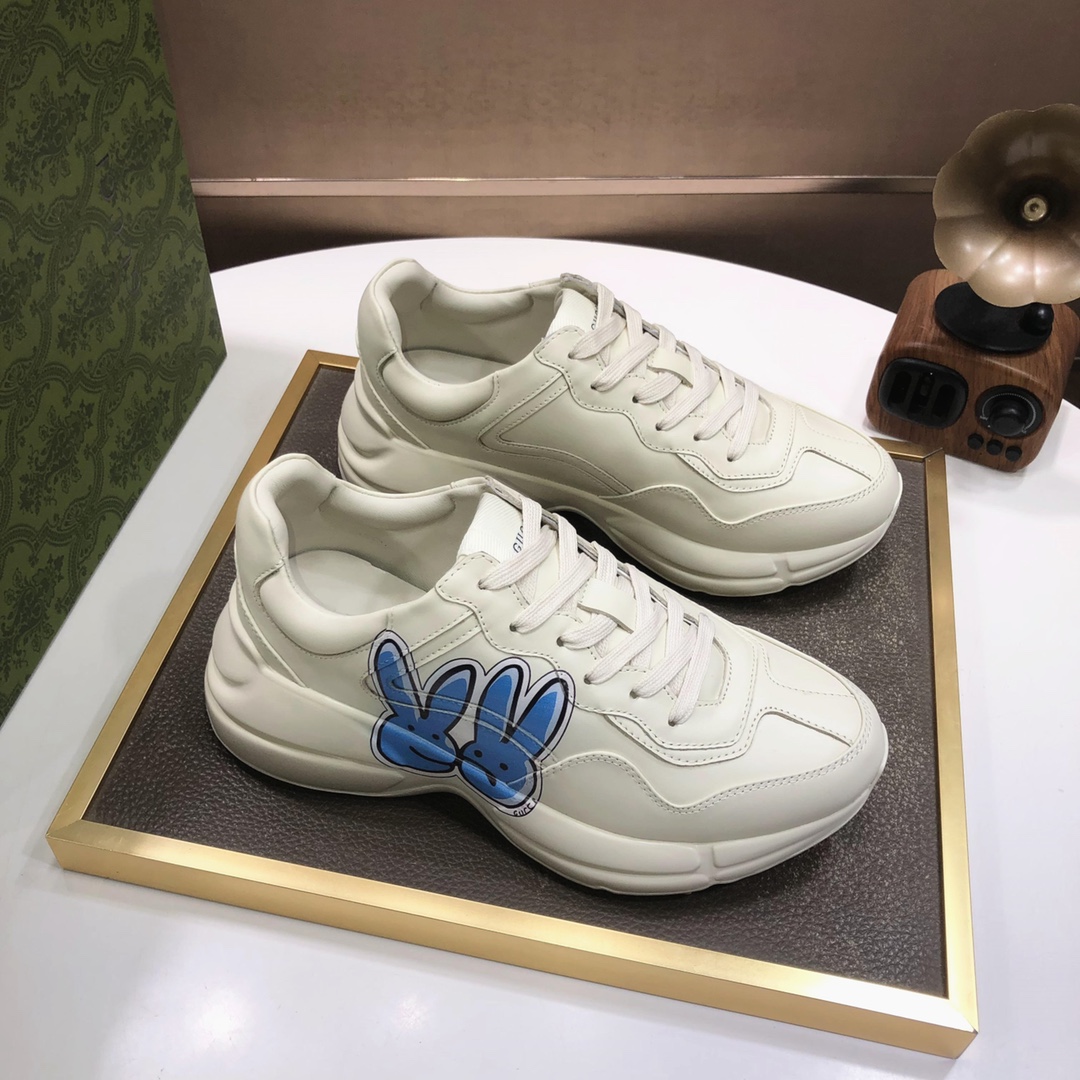 Gucci Chunky Dad Sneakers Blue Graphic Ivory