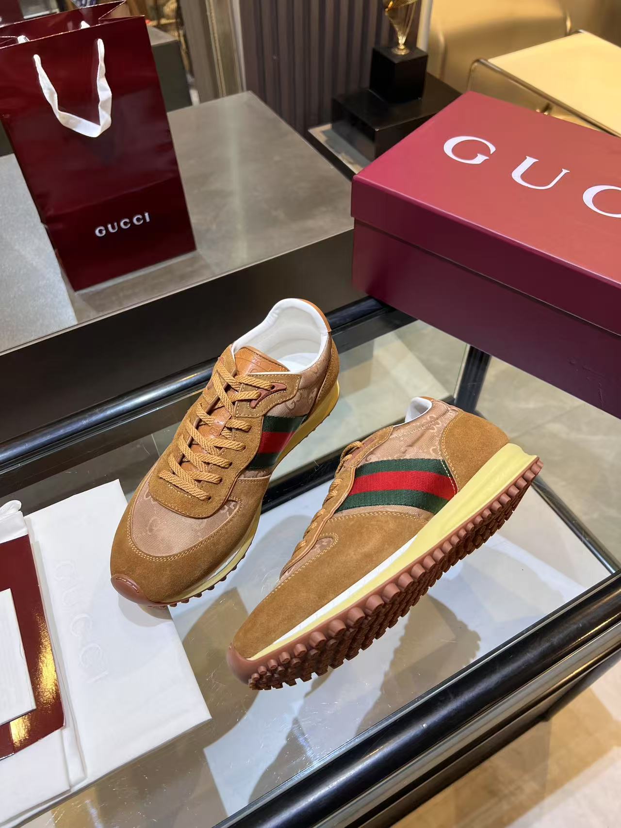 Gucci Re-Motion Platform Sneakers Khaki