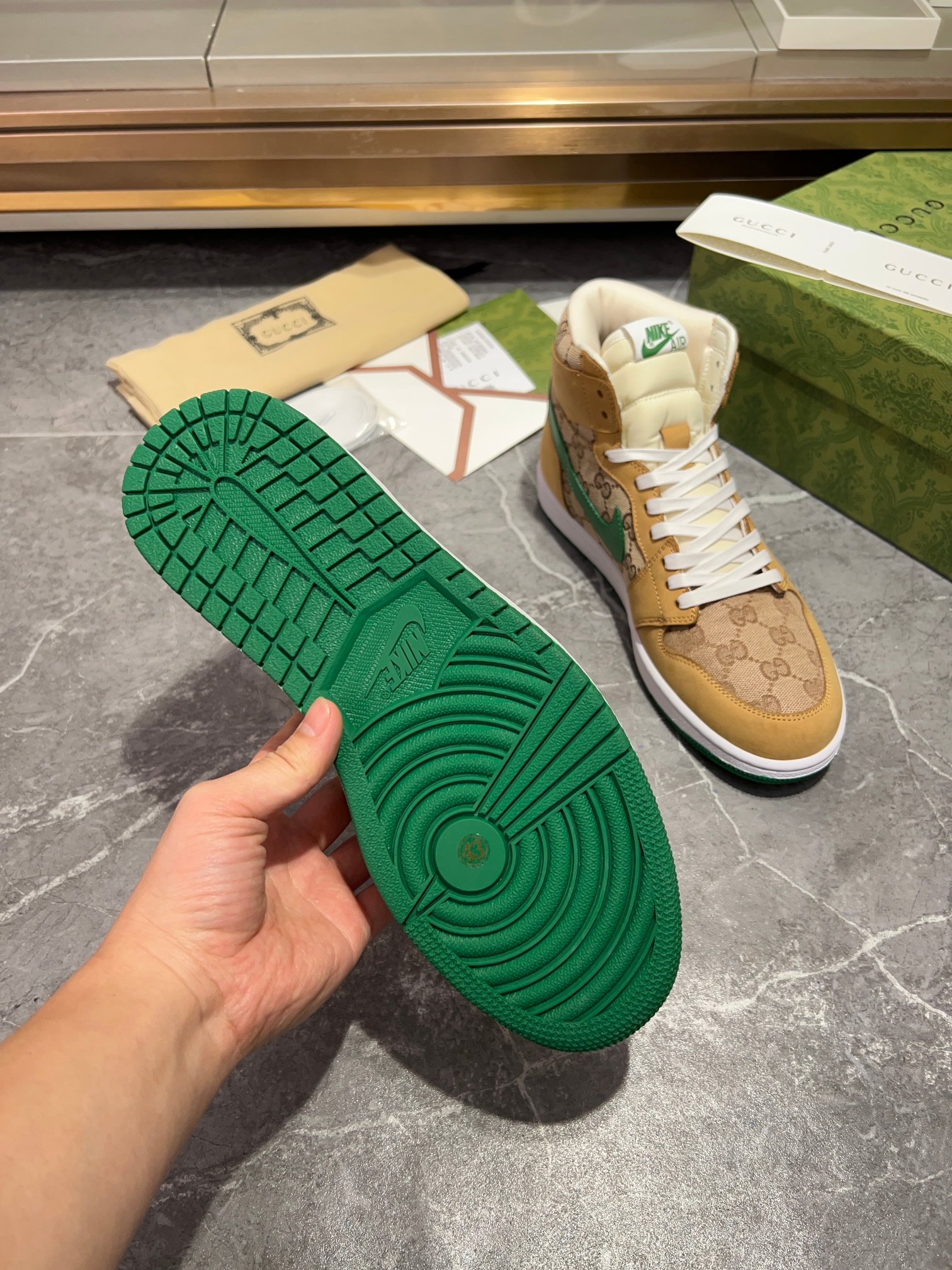 Gucci GG Canvas High-Top Sneakers Tan Green