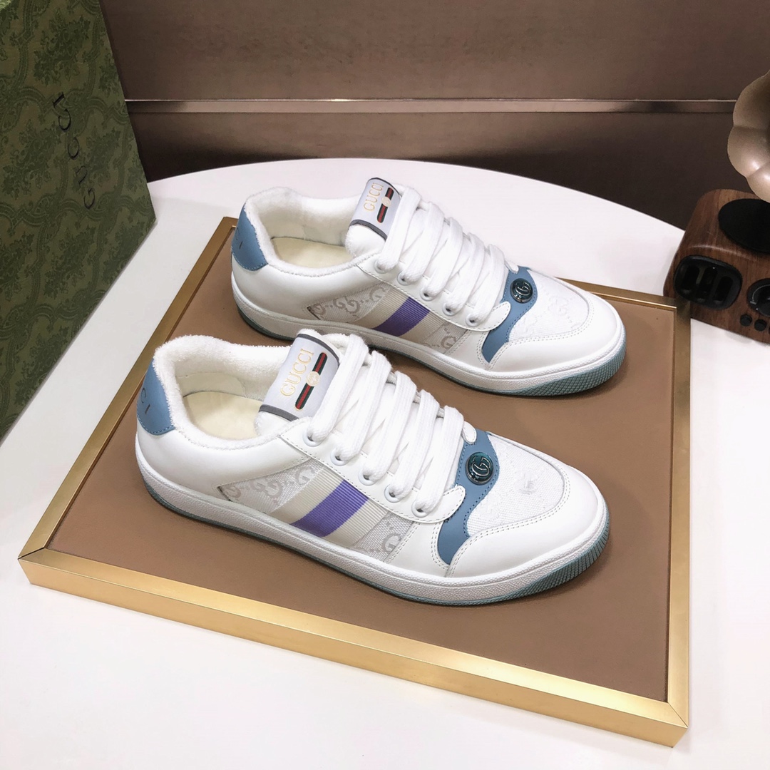 Gucci GG Canvas Low-Top Sneakers White/Blue