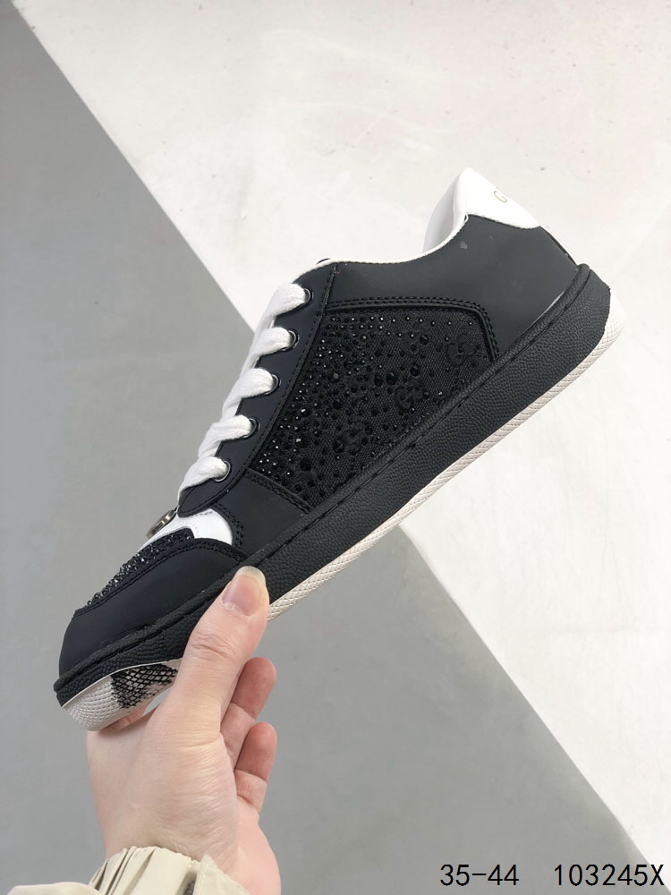 Gucci Distressed Screener Sneakers Black/White