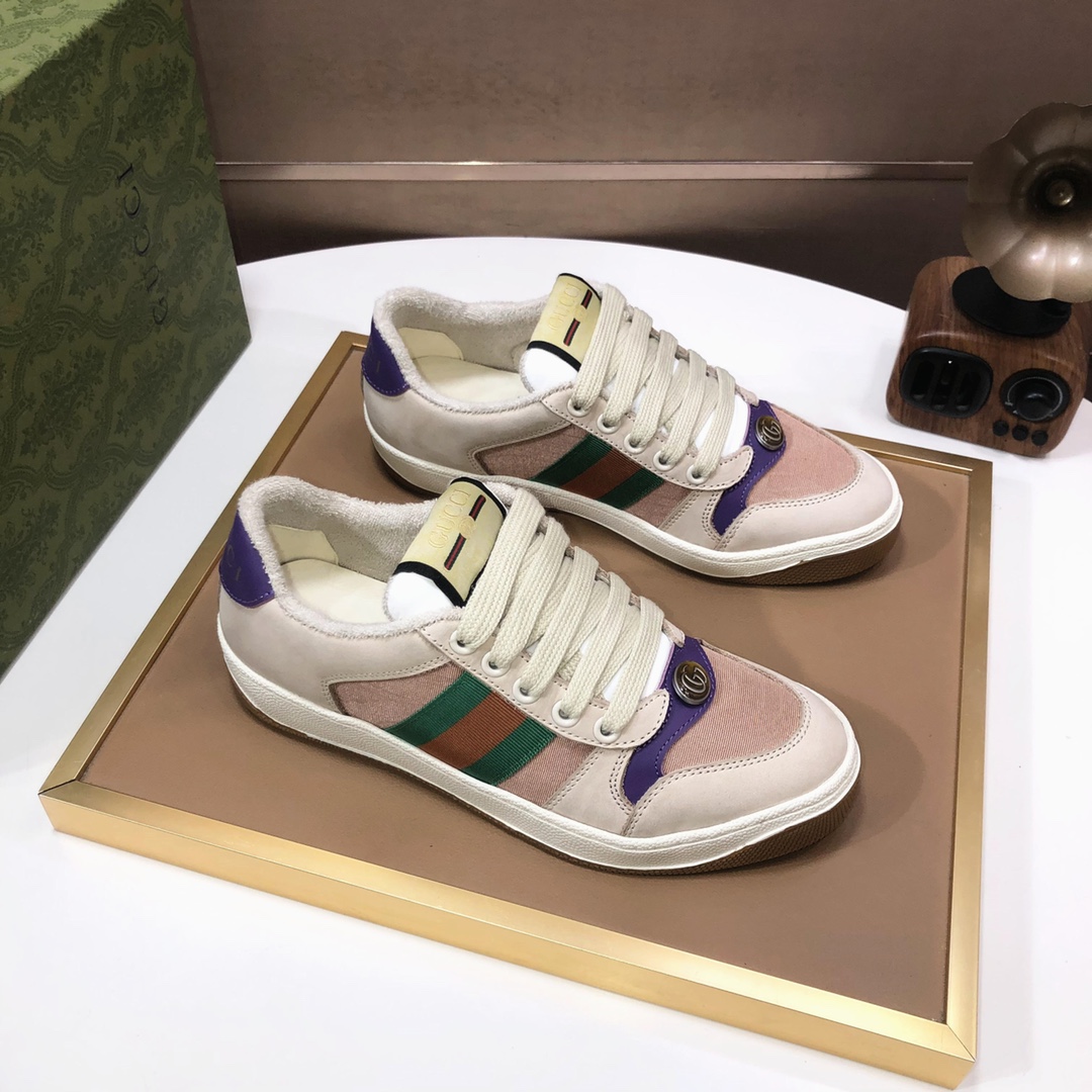 Gucci Web Stripe Low-Top Sneakers Beige Purple
