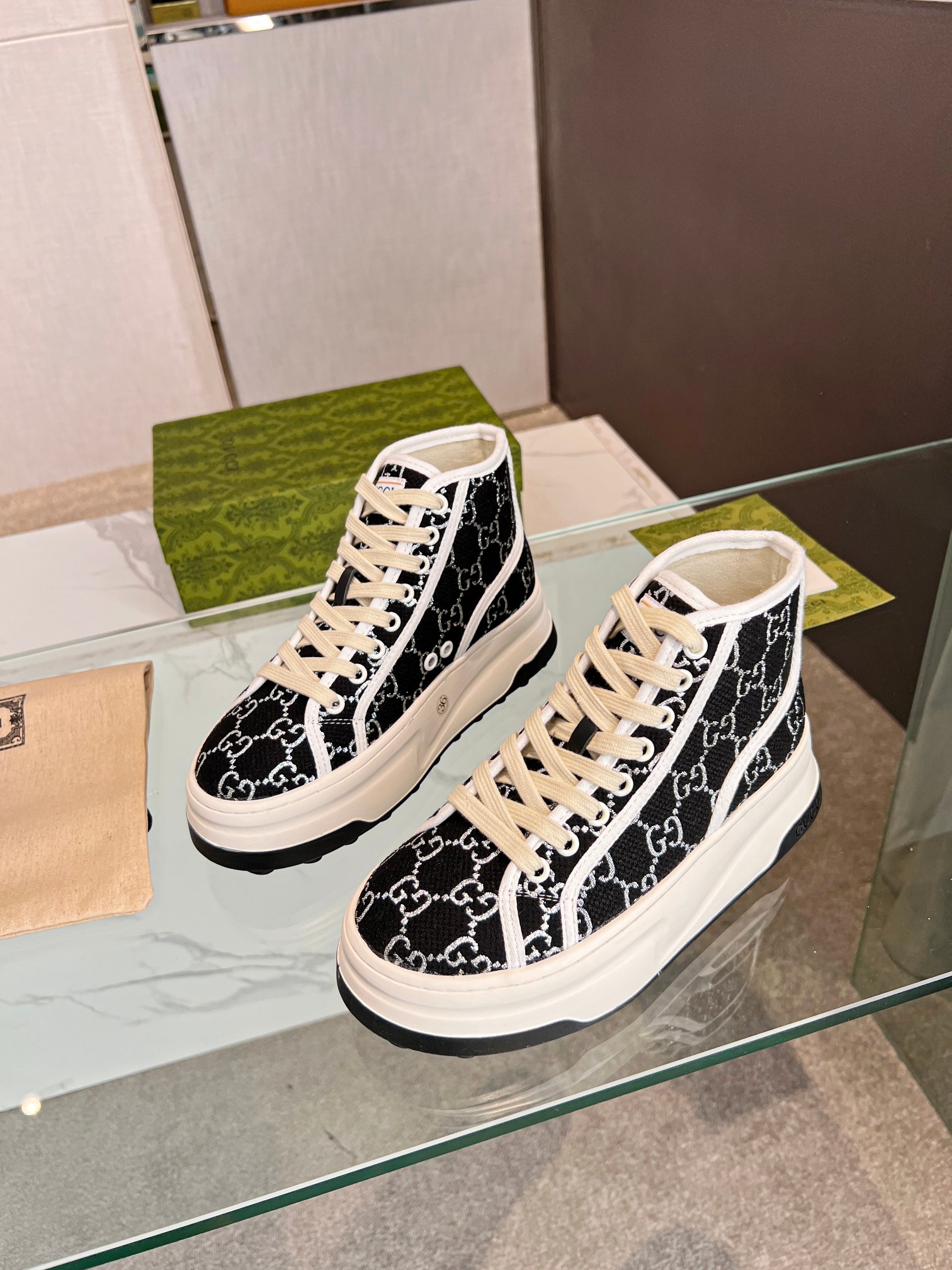 Gucci GG Platform High-Top Sneakers Black