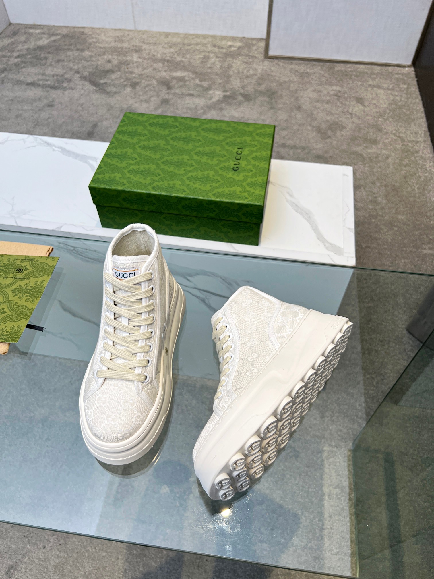 Gucci GG Platform High-Top Sneakers White