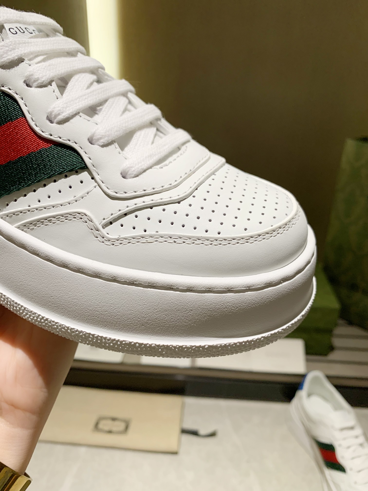 Gucci Platform Leather Sneakers White/Blue
