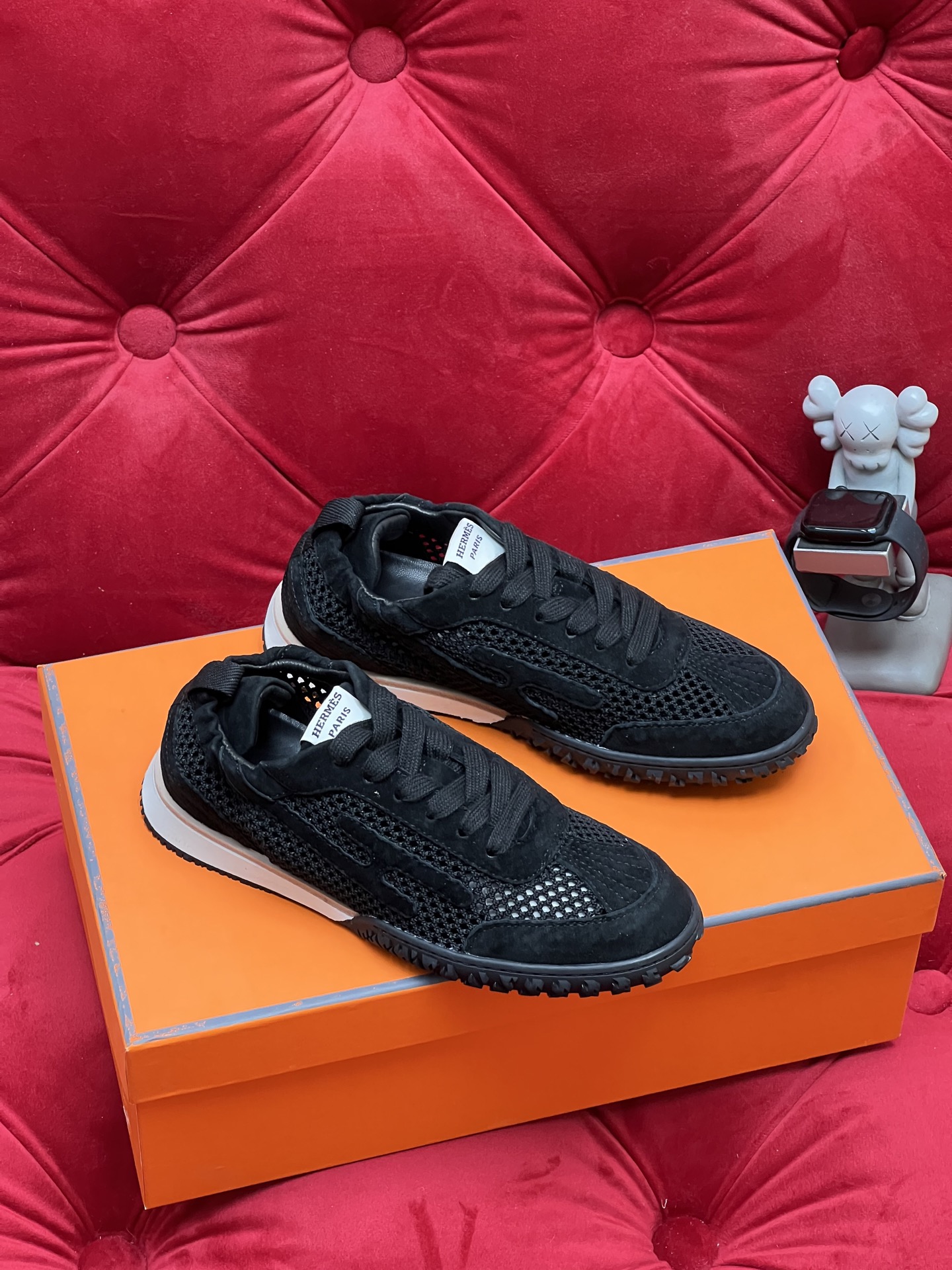 Hermes Jet Suede Mesh Sneakers Black