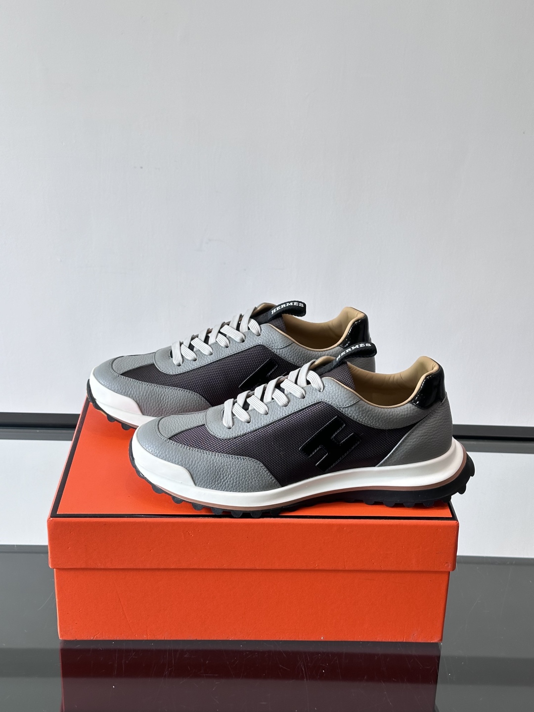 Hermes Hugo Platform Sneakers Grey/Black