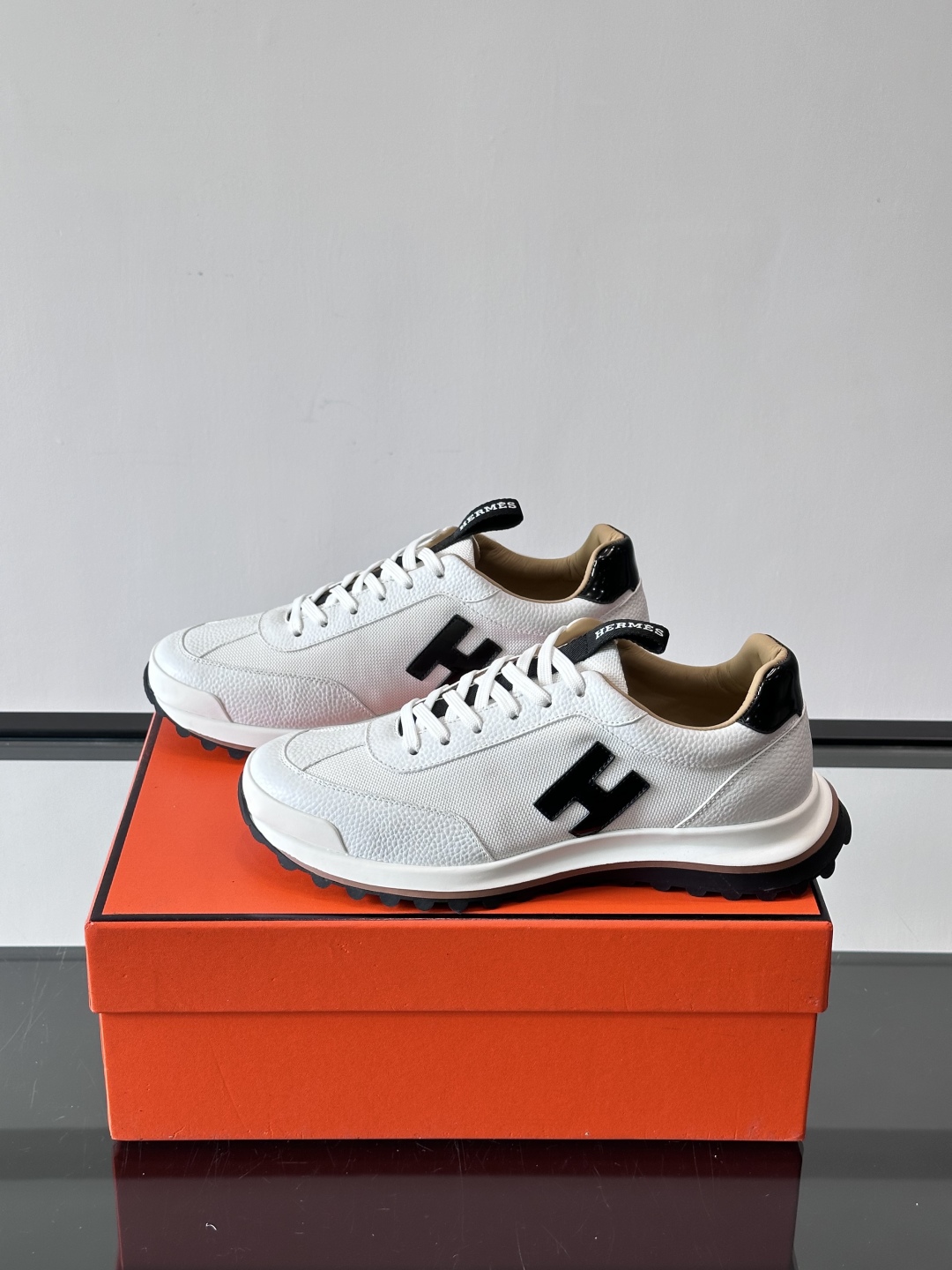 Hermes Hugo Platform Sneakers White