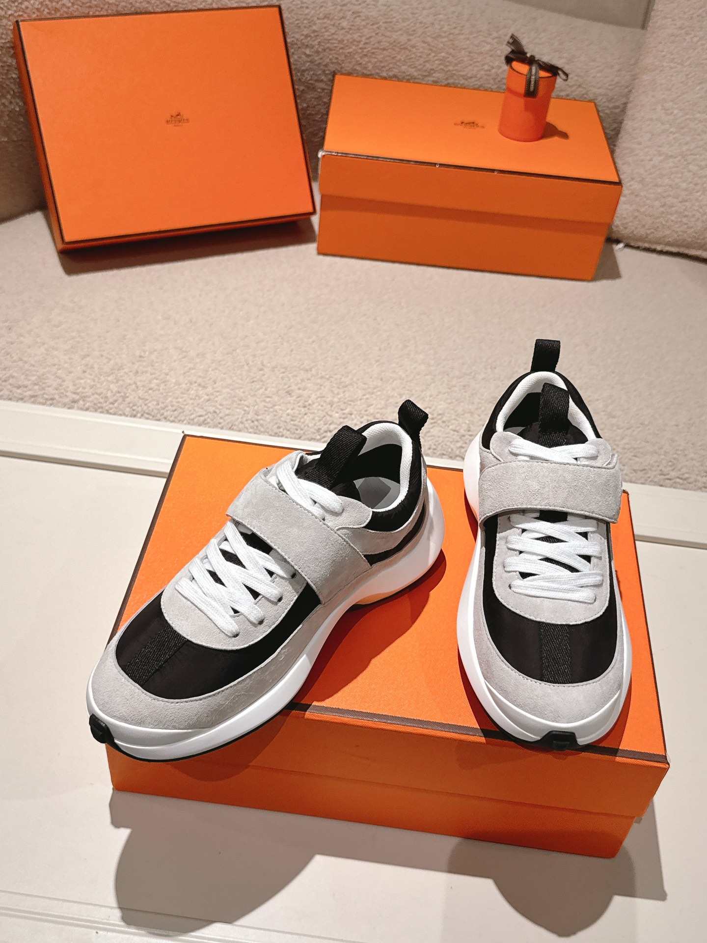 Hermes Couple Sport Sneakers Black/Grey