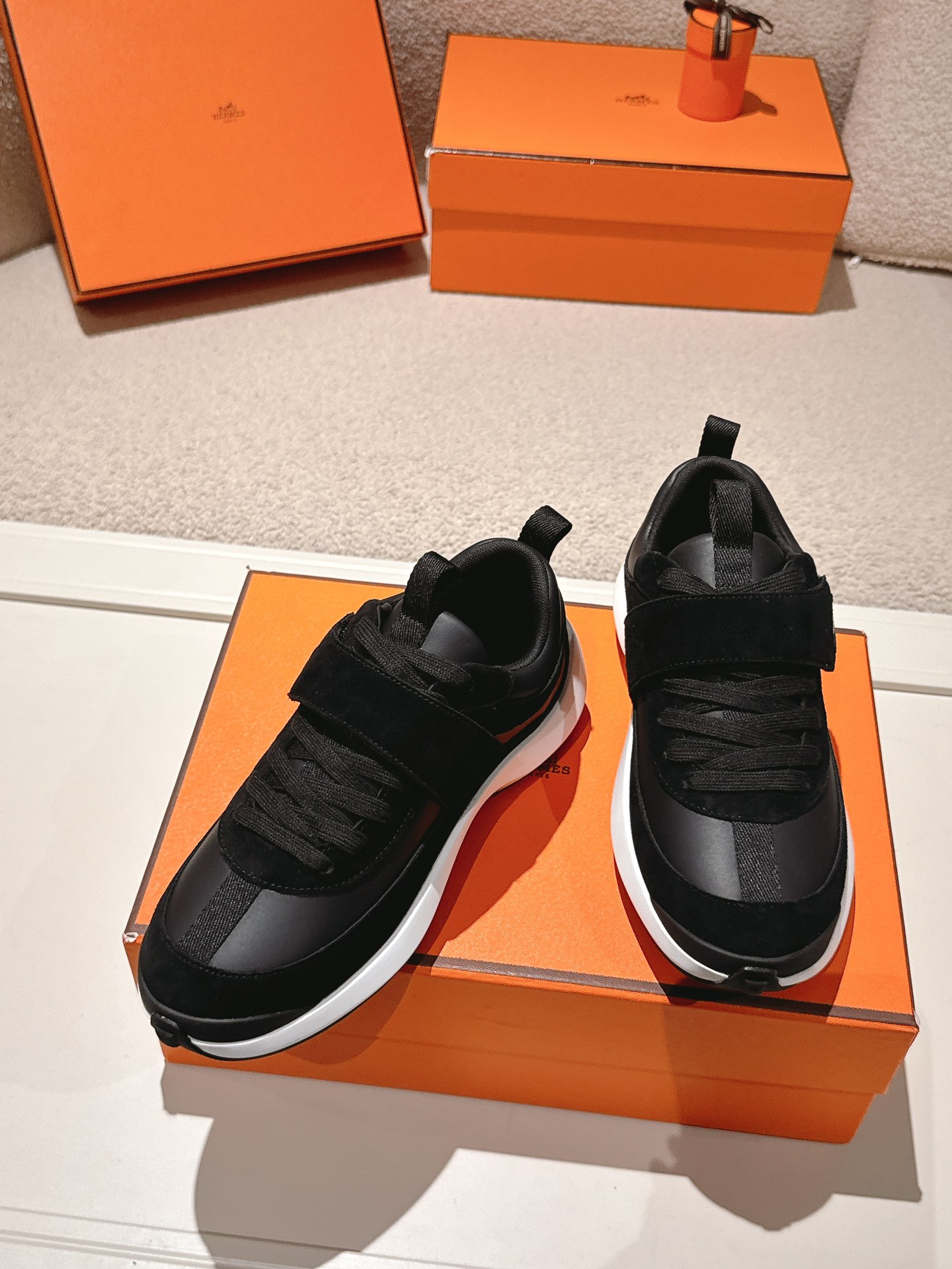 Hermes Calfskin Sport Sneakers Black