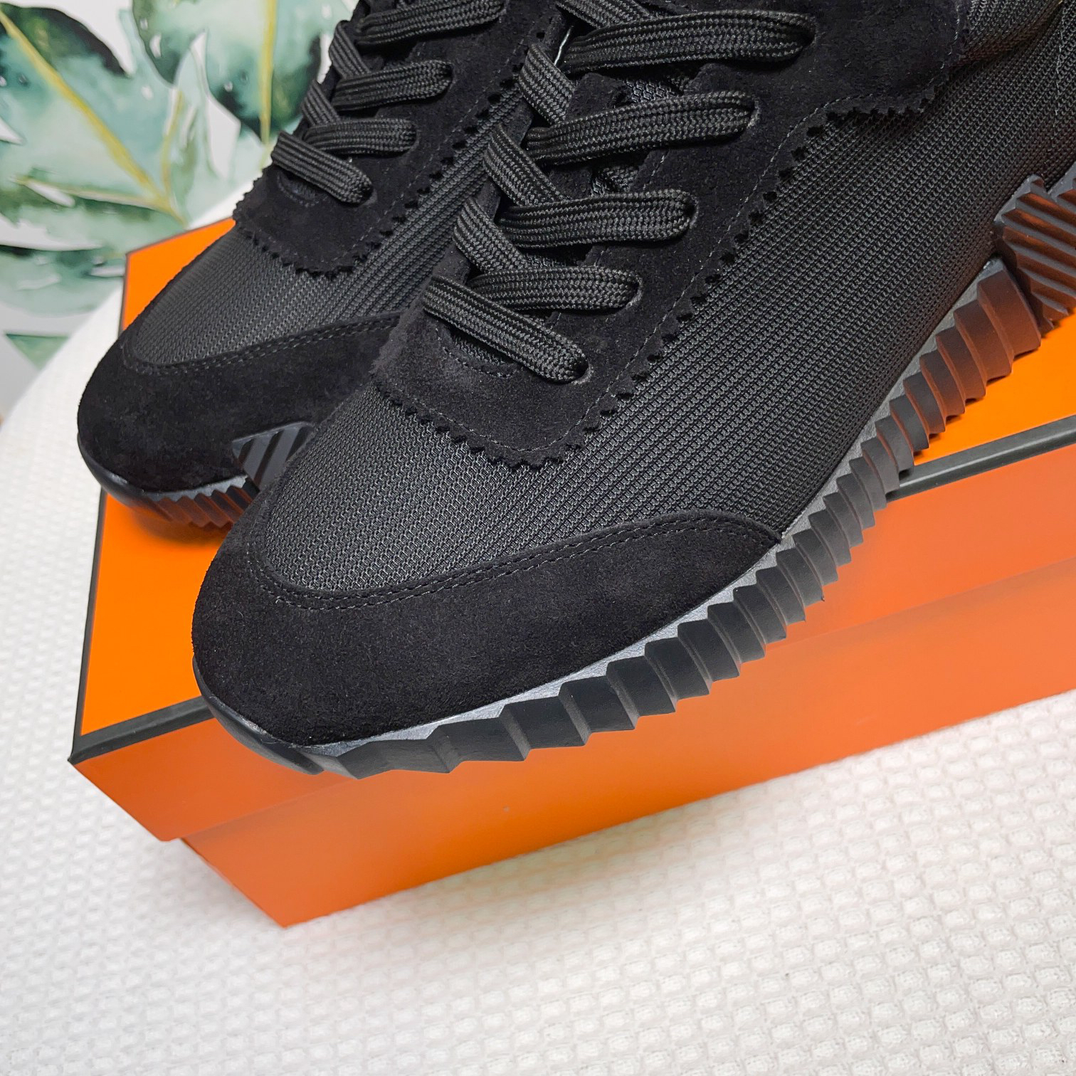 Hermes Canvas Suede H Sneaker Black