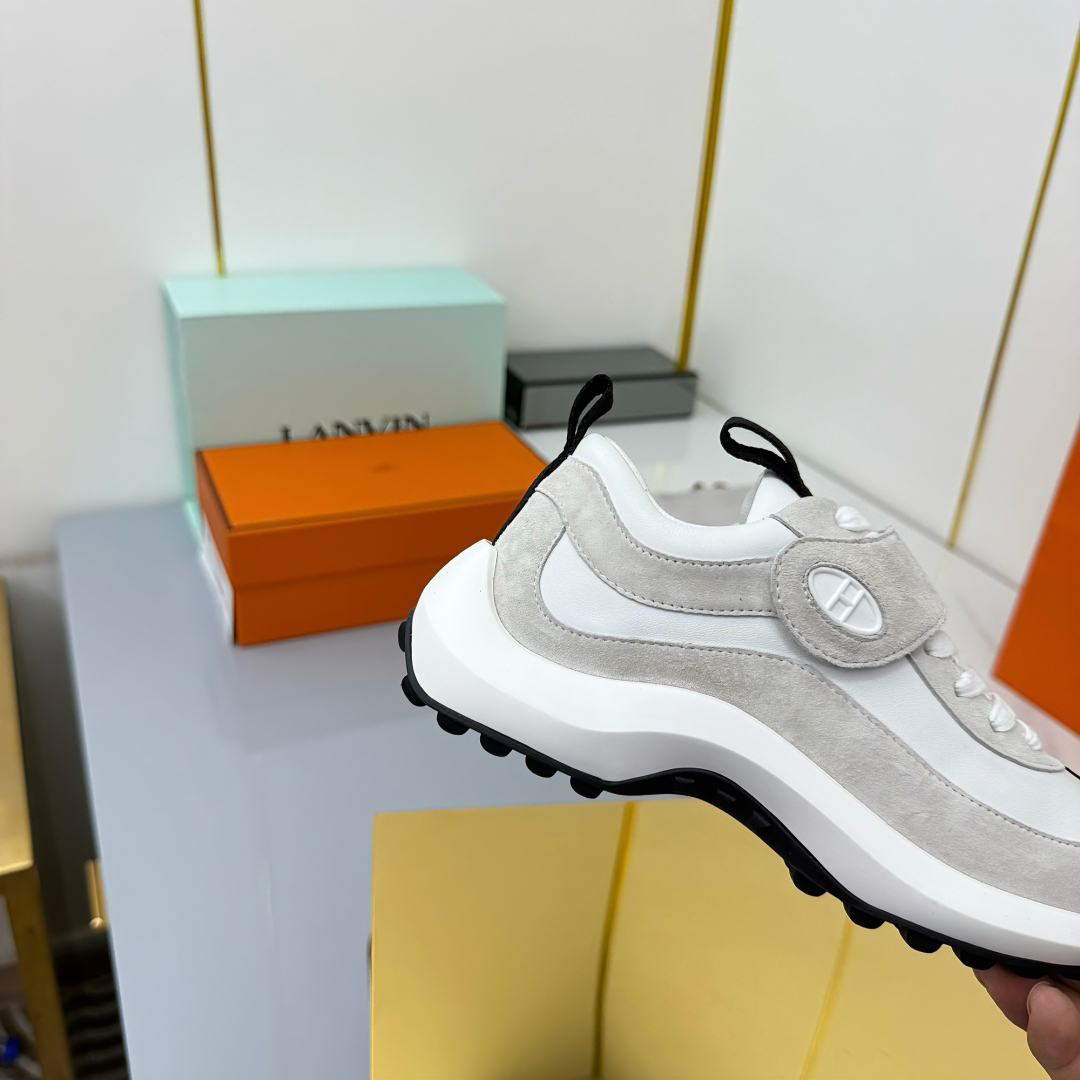 Hermes Loosneaker Velcro Sneakers White/Gray