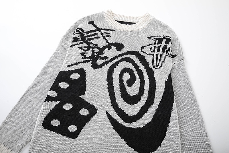 Stussy Logo Jacquard Knit Sweater White