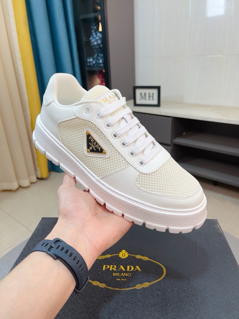 Prada Leather Mesh Sneakers Black