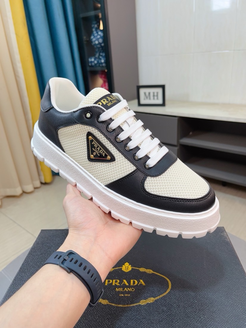 Prada Triangle Logo Lug Sole Sneakers Black