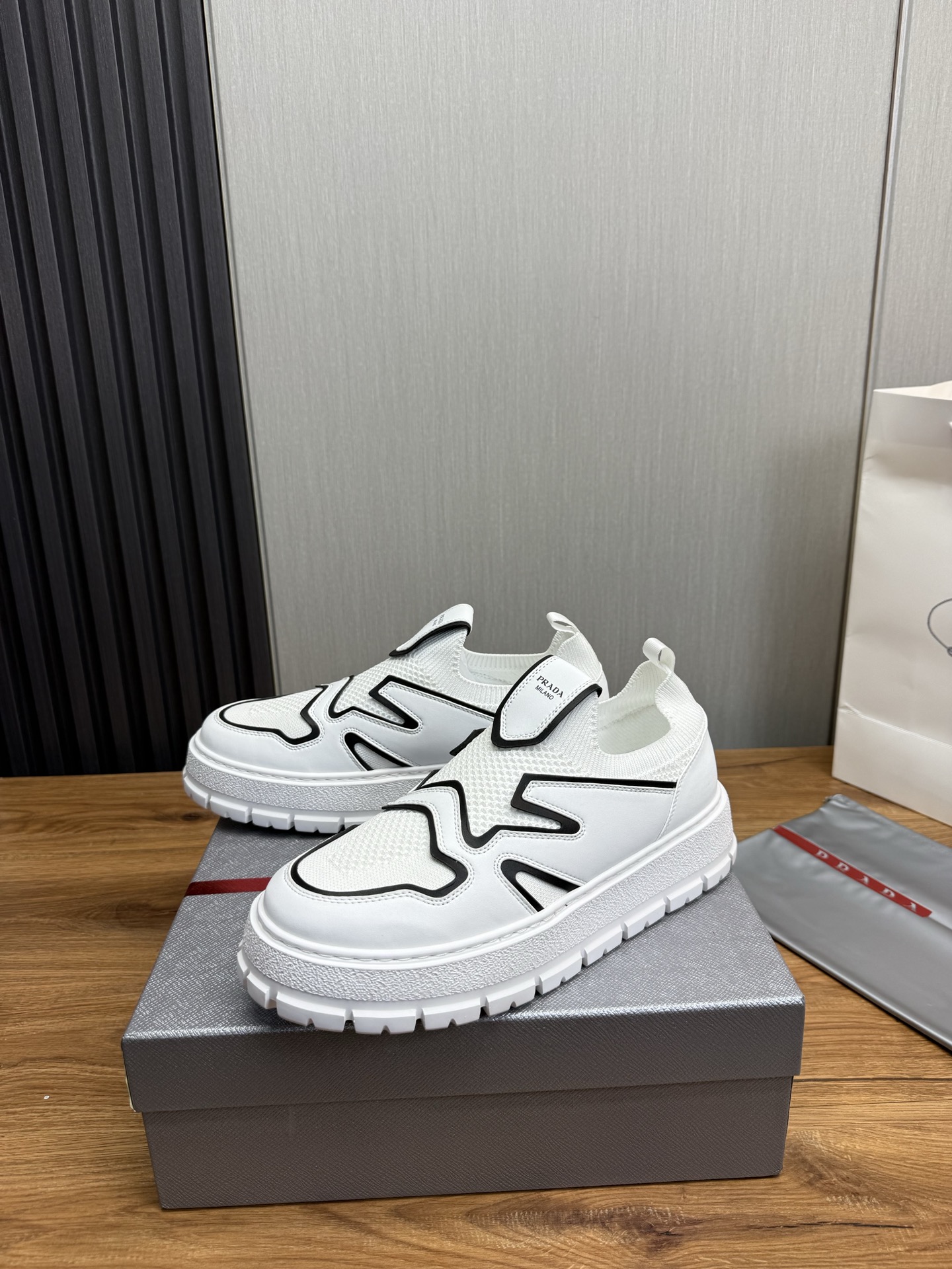 Prada Milano Slip-On Sneakers White