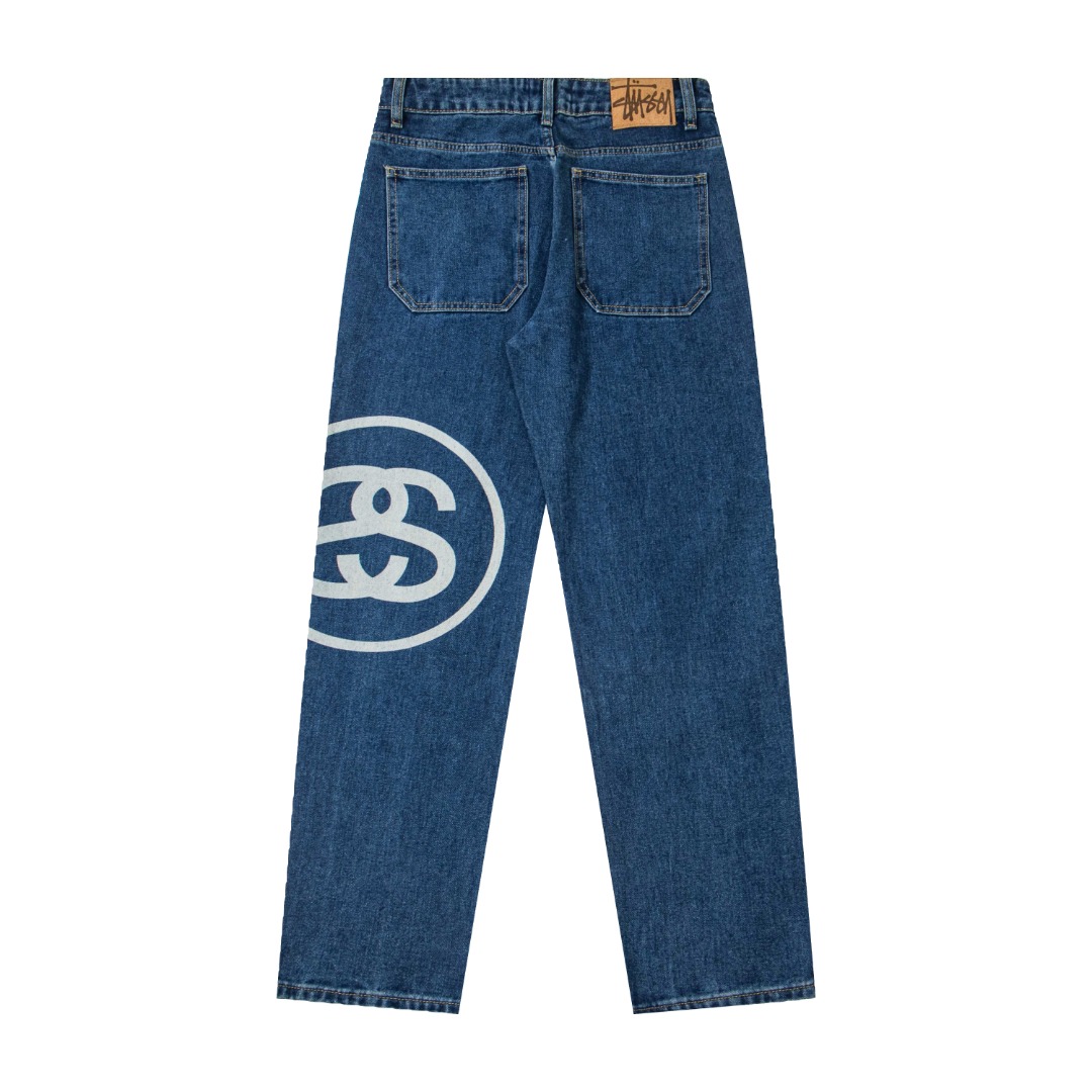 Stussy SS25 Logo Print Jeans Blue