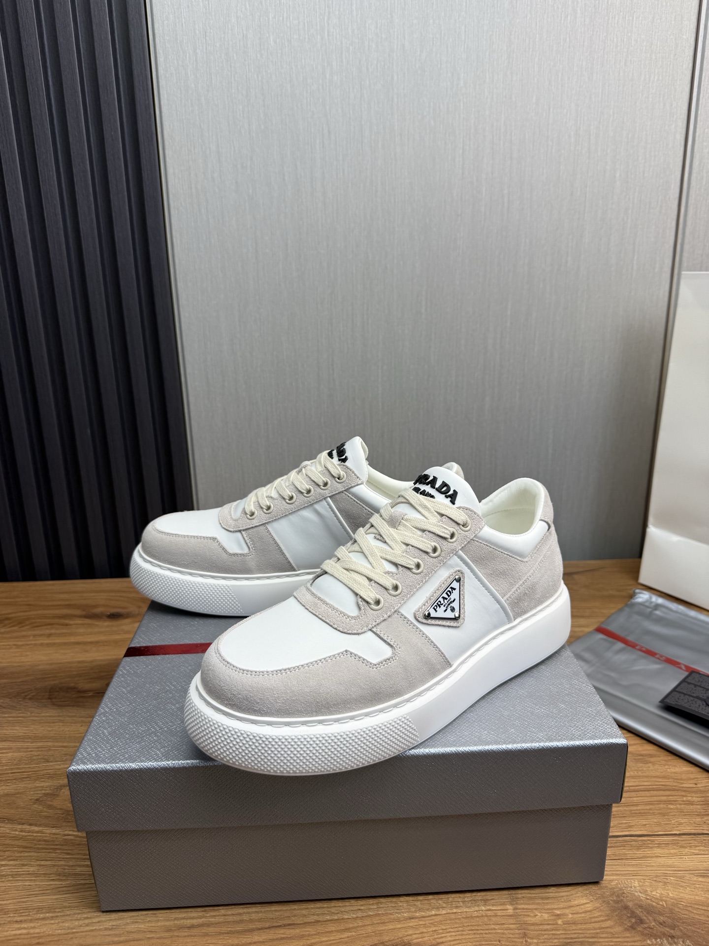 Prada Suede Leather Sneakers White/Beige