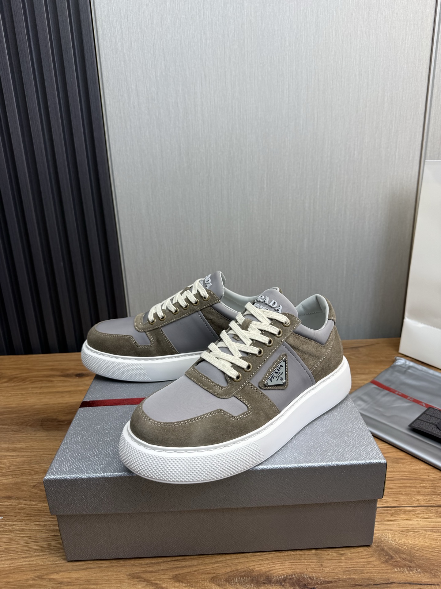 Prada Milano Suede Sneaker Gray