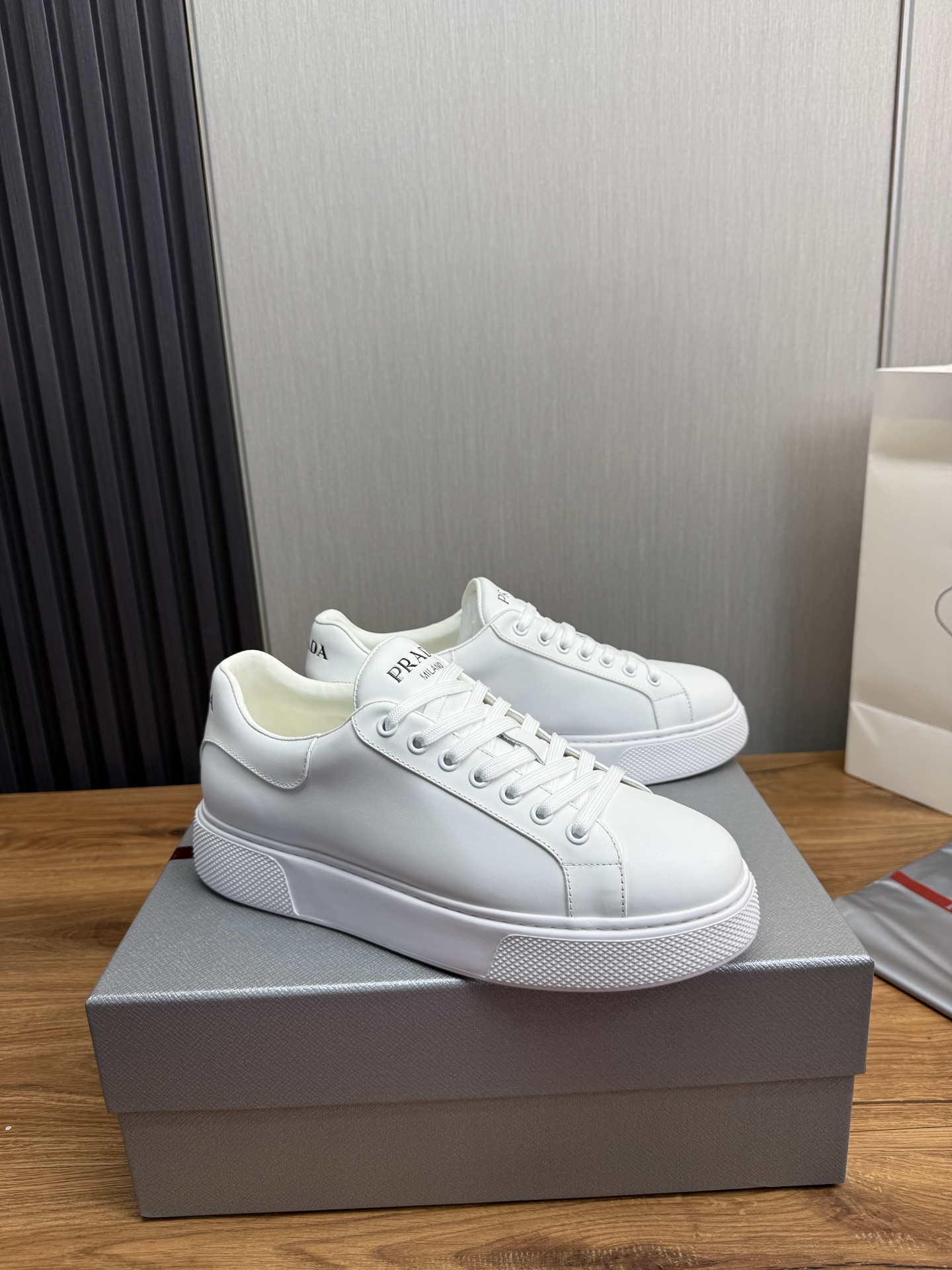 Prada Milano Leather Sneakers White