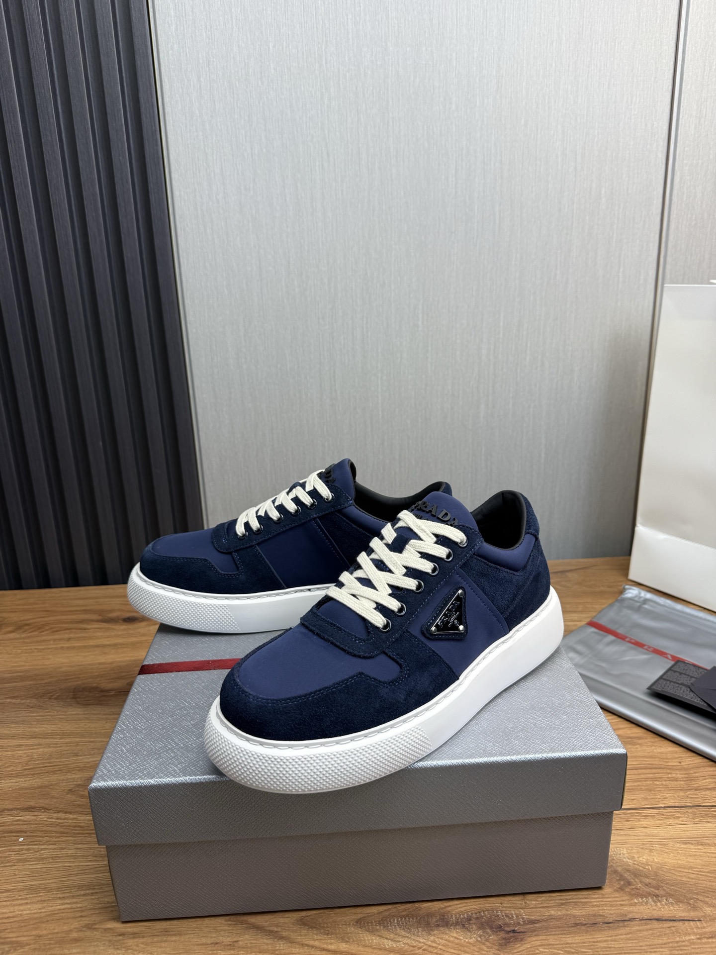 Prada Triangle Logo Sneakers Navy