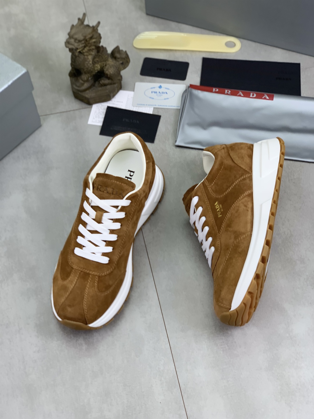 Prada Suede Low-Top Sneakers Brown