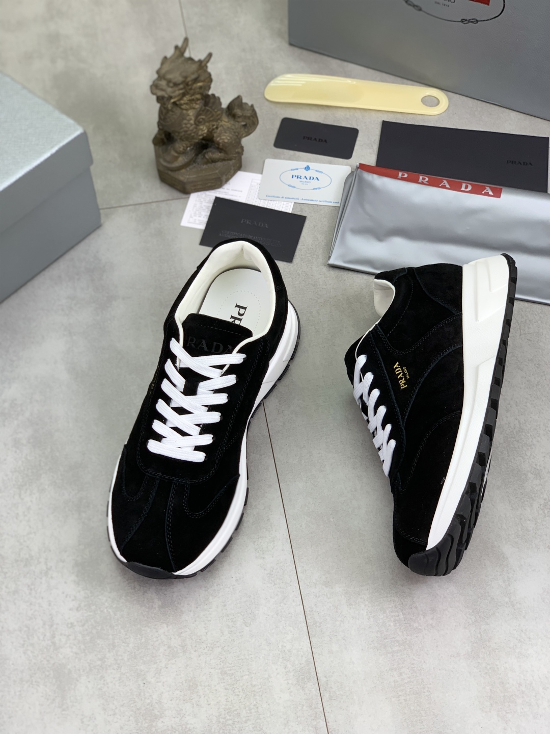 Prada Calf Leather Sneakers Black