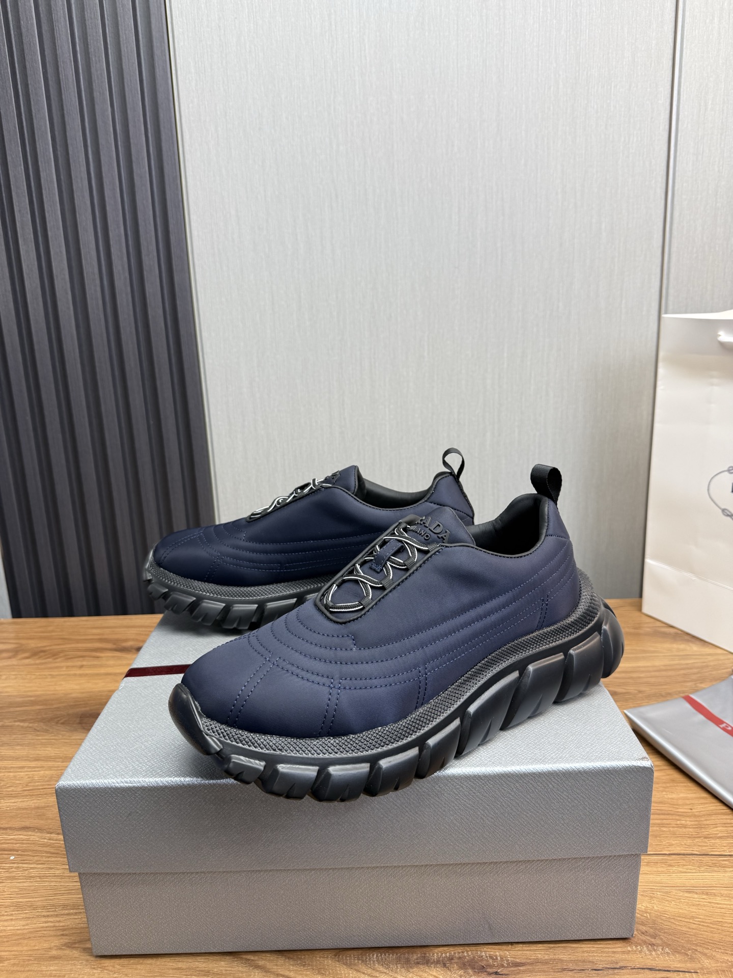 Prada Milano Nylon Sneakers Navy