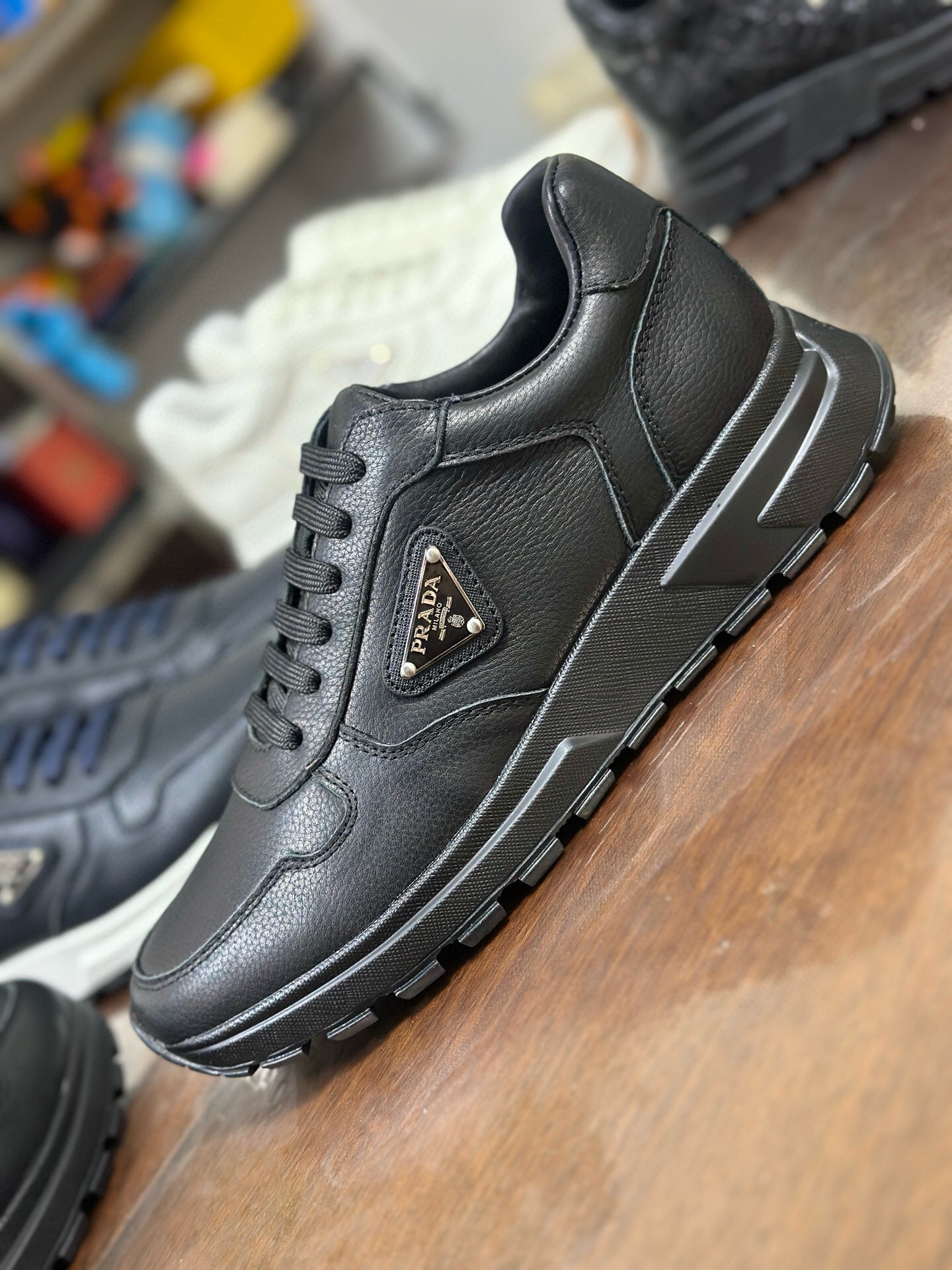 Prada Prax 2.0 Leather Sneakers Black