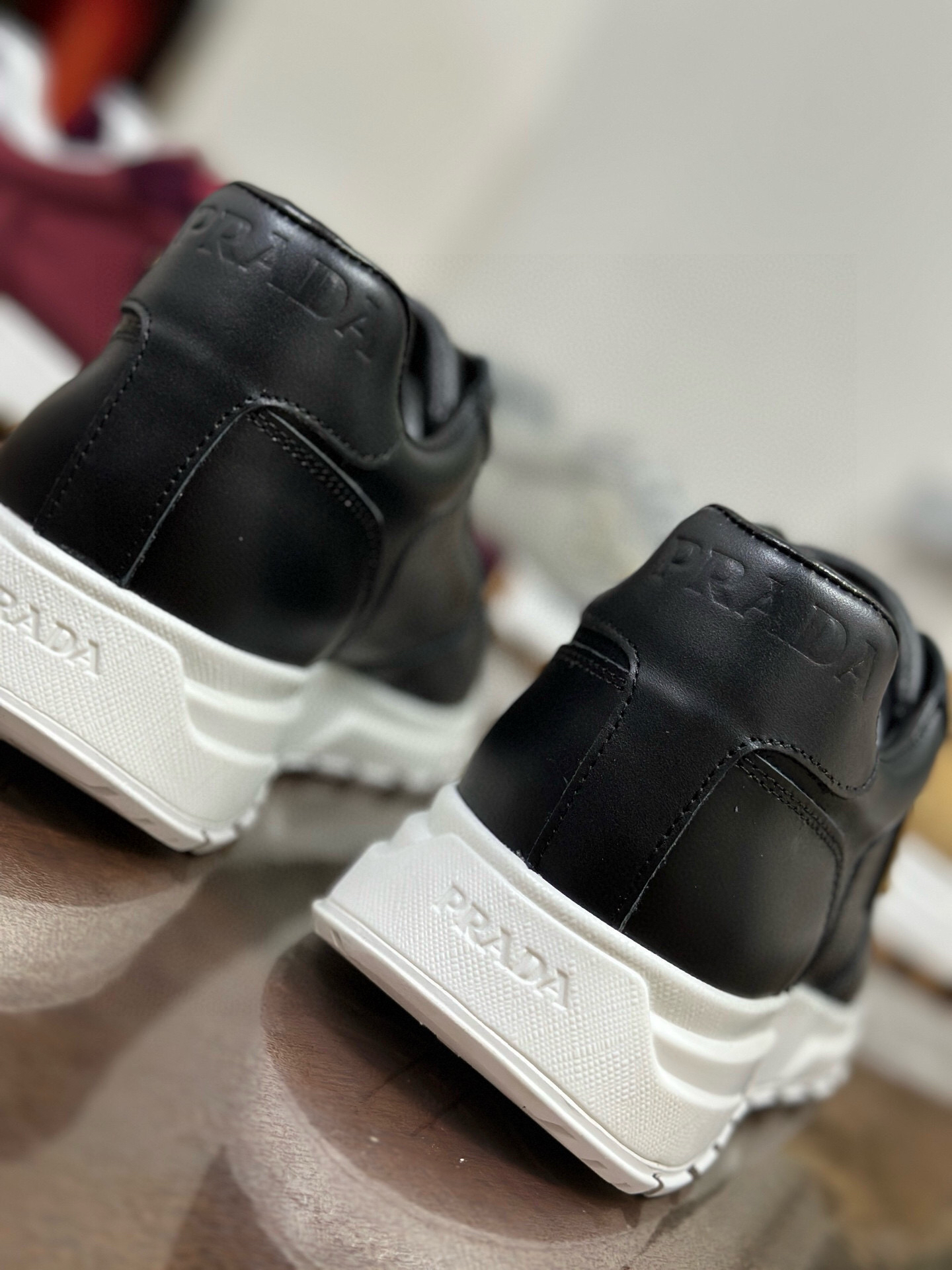 Prada Prax 2.0 Perforated Leather Sneakers Black